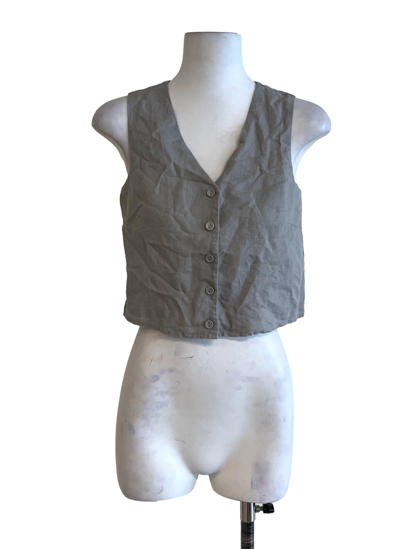 Dusty Grey Crop Vest