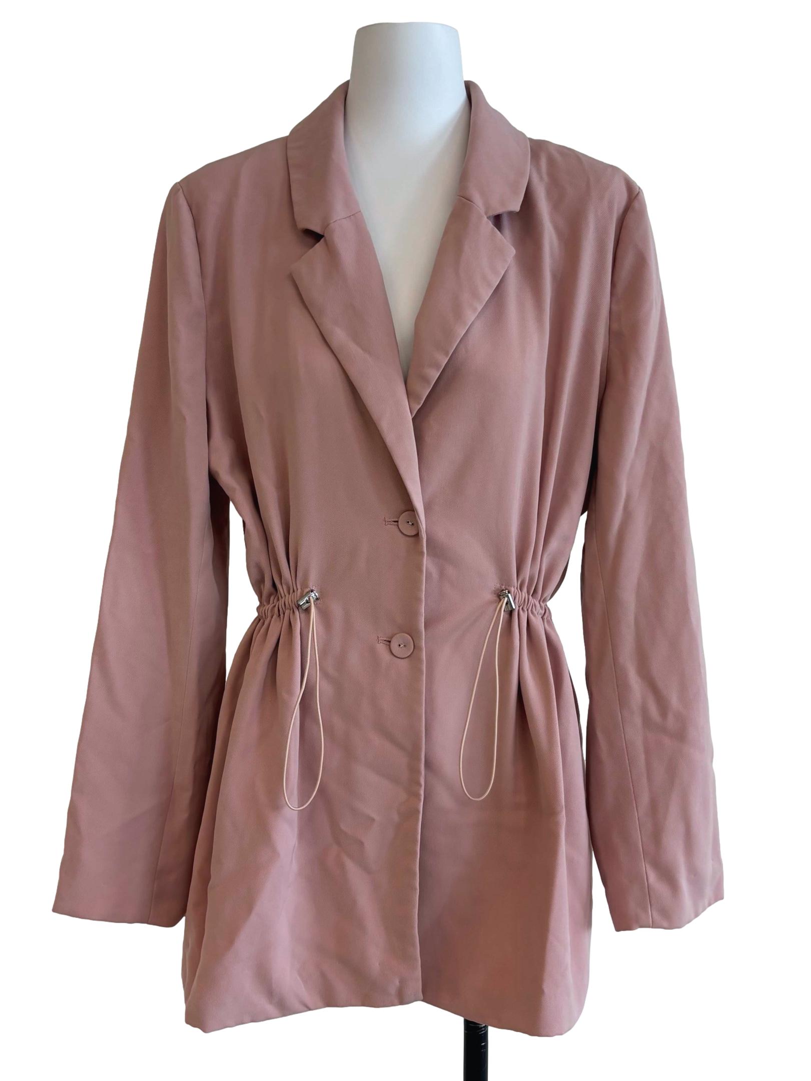 Salmon Pink Ruched Blazer