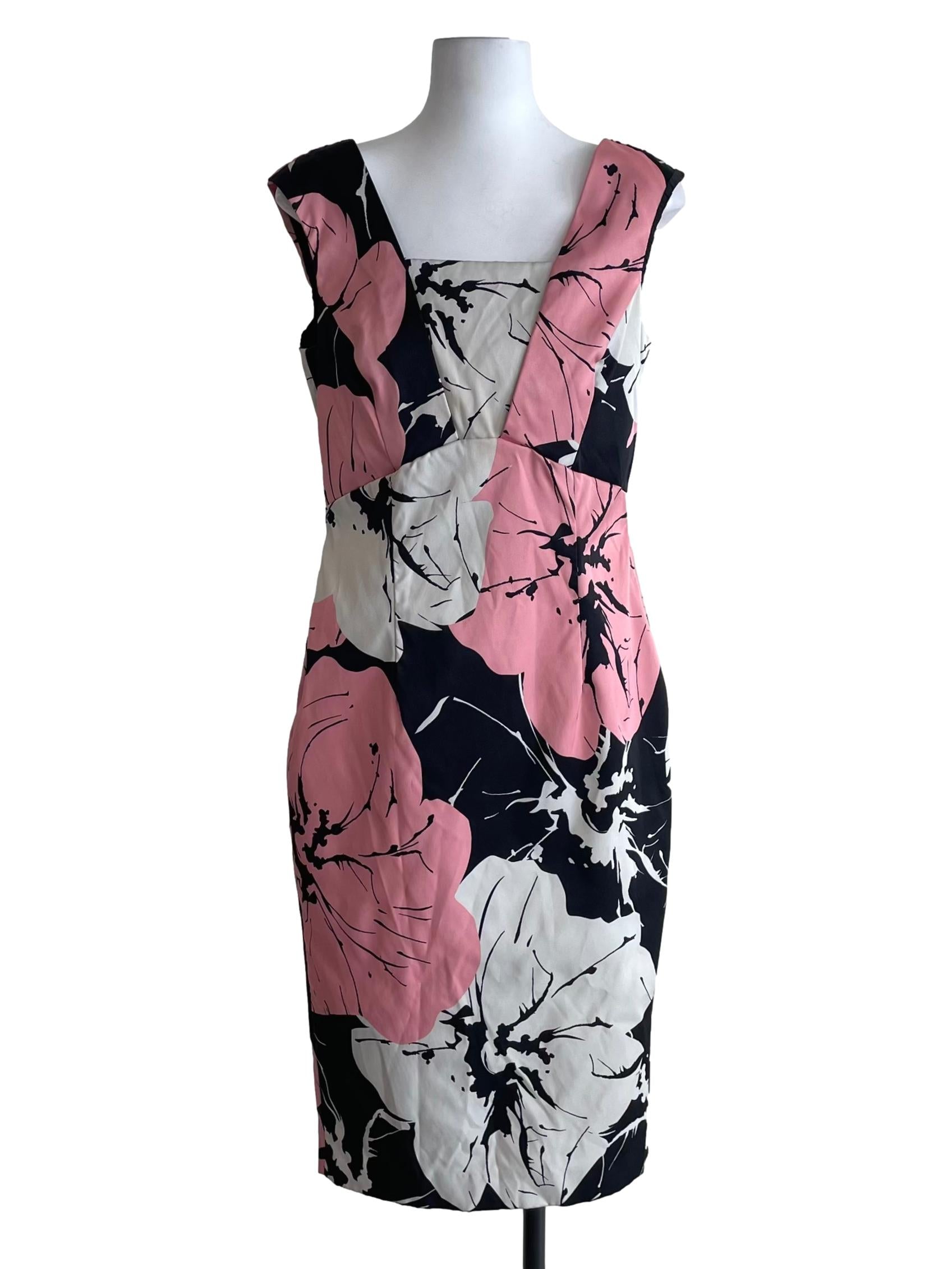 Pink And Black Printed Bodycon Dress