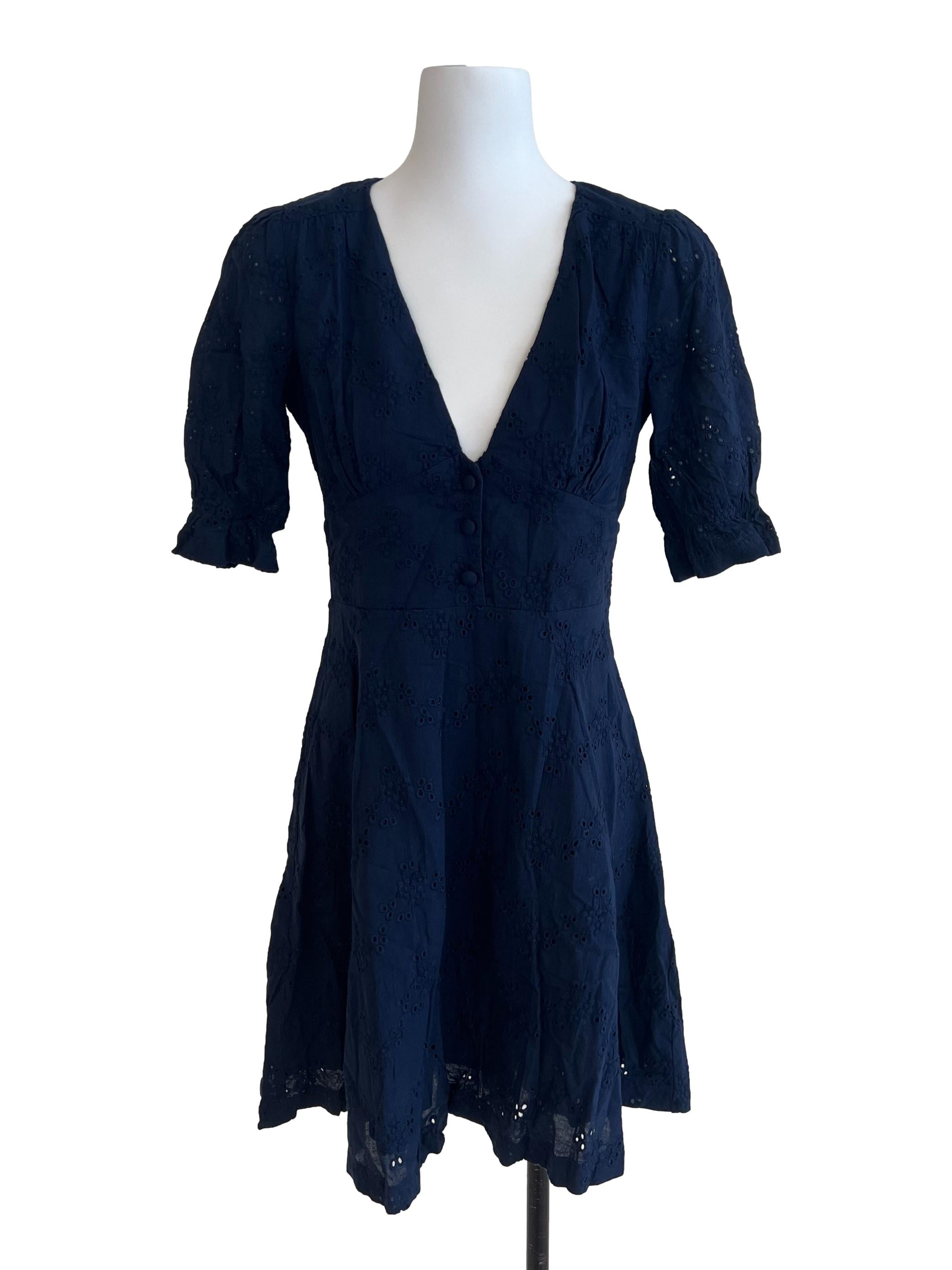 Dark Blue Embroidered Dress
