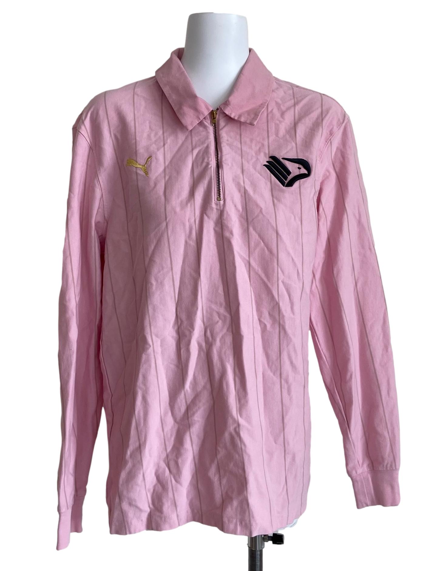 Pink Logo Long Sleeve Polo Shirt