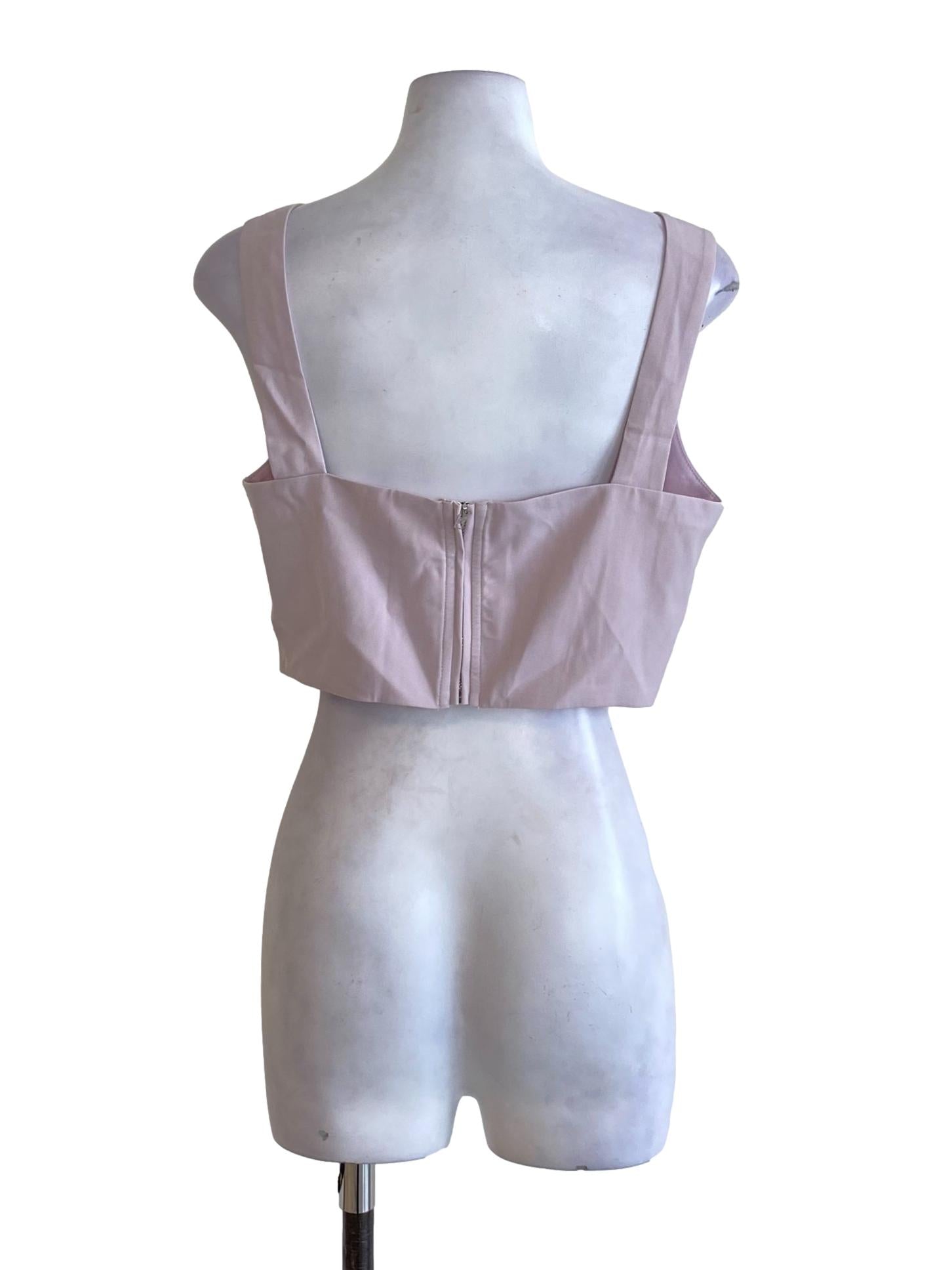 Light Heather Purple V-Neck Sleeveless Cropped Top