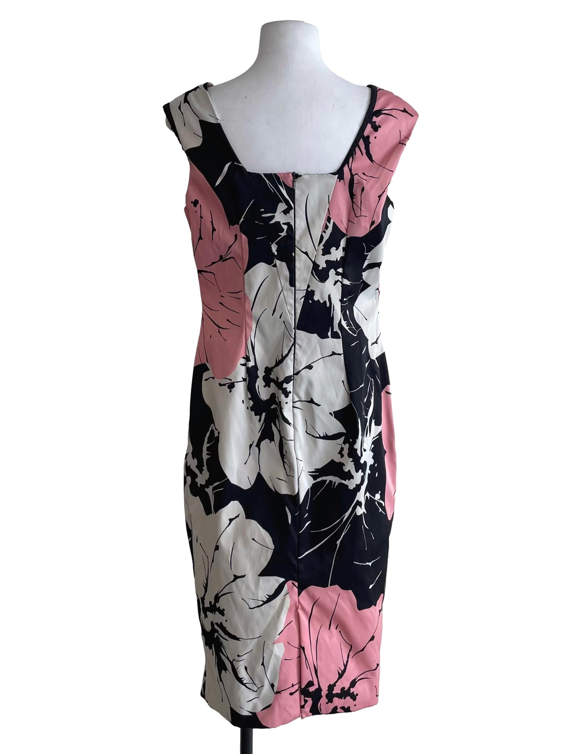 Pink And Black Printed Bodycon Dress