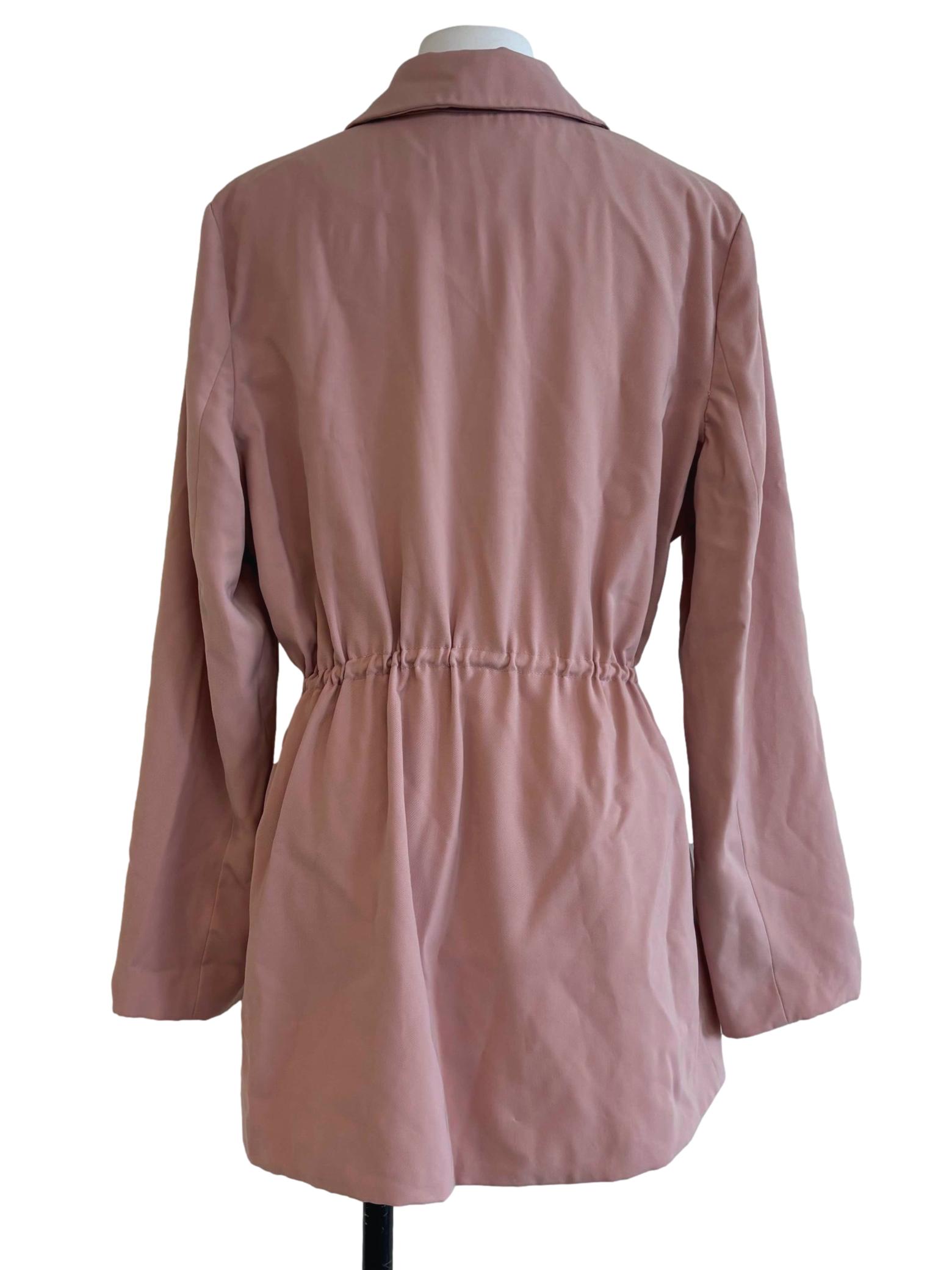 Salmon Pink Ruched Blazer