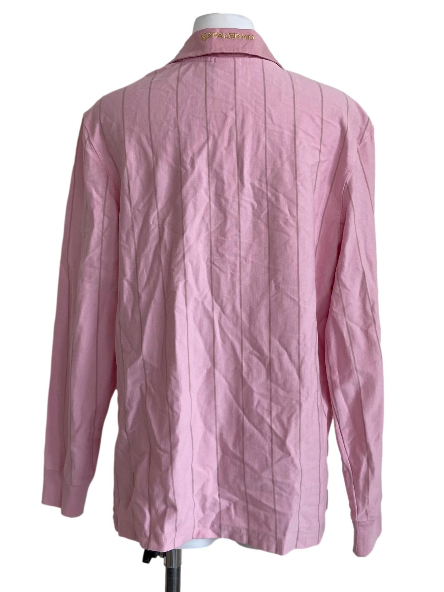 Pink Logo Long Sleeve Polo Shirt