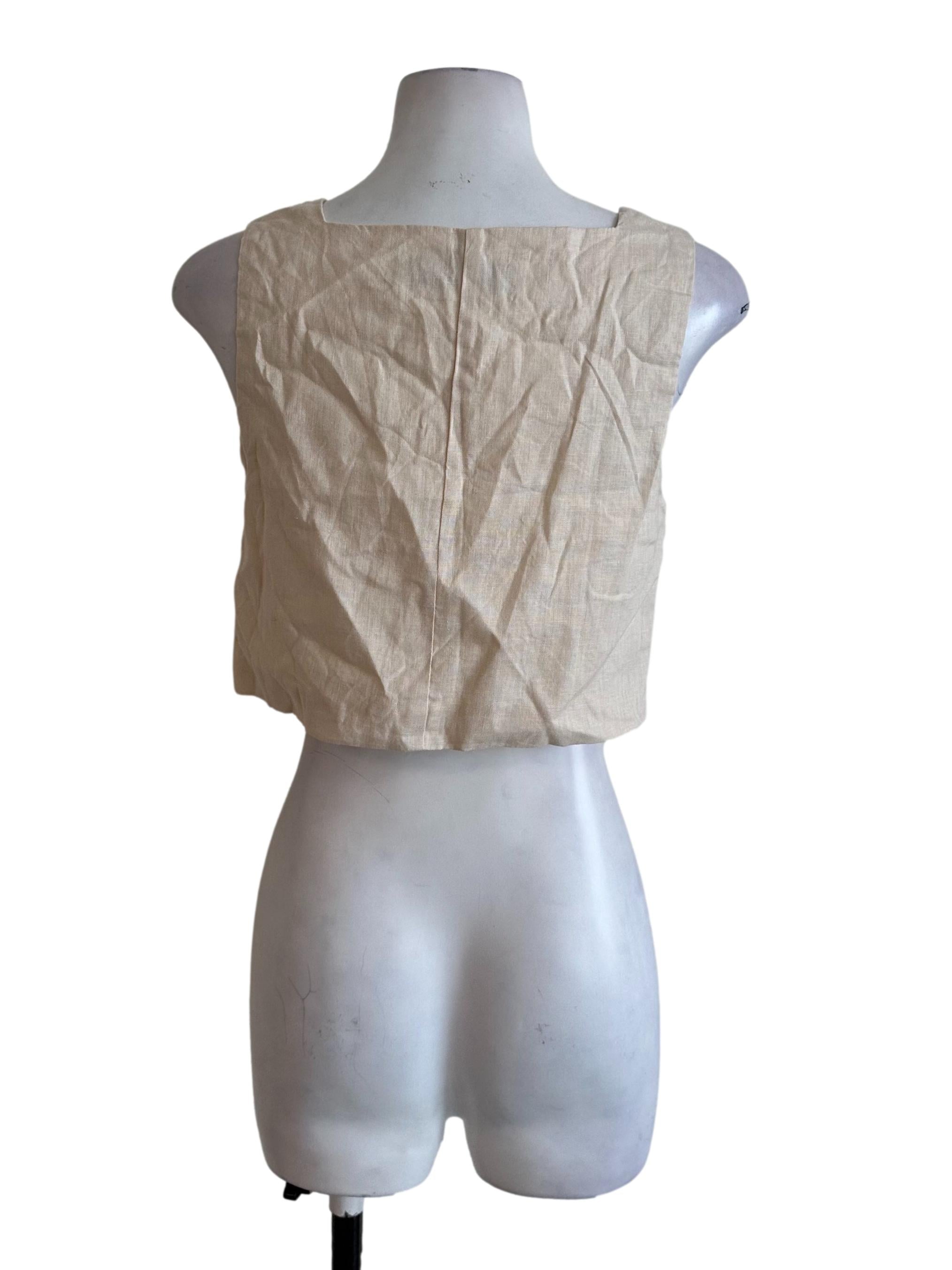 Peach Beige Square Neck Crop Top