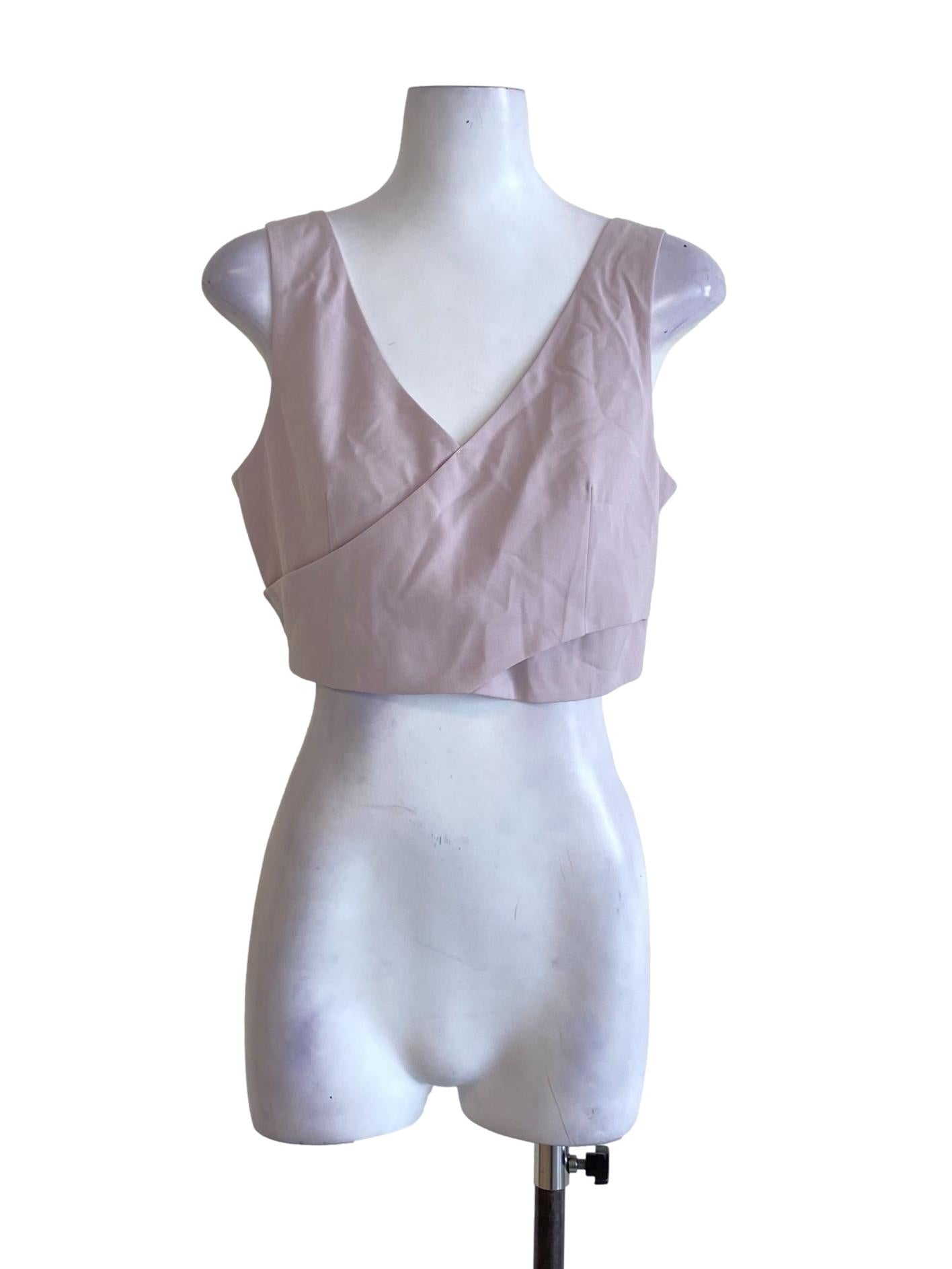 Light Heather Purple V-Neck Sleeveless Cropped Top