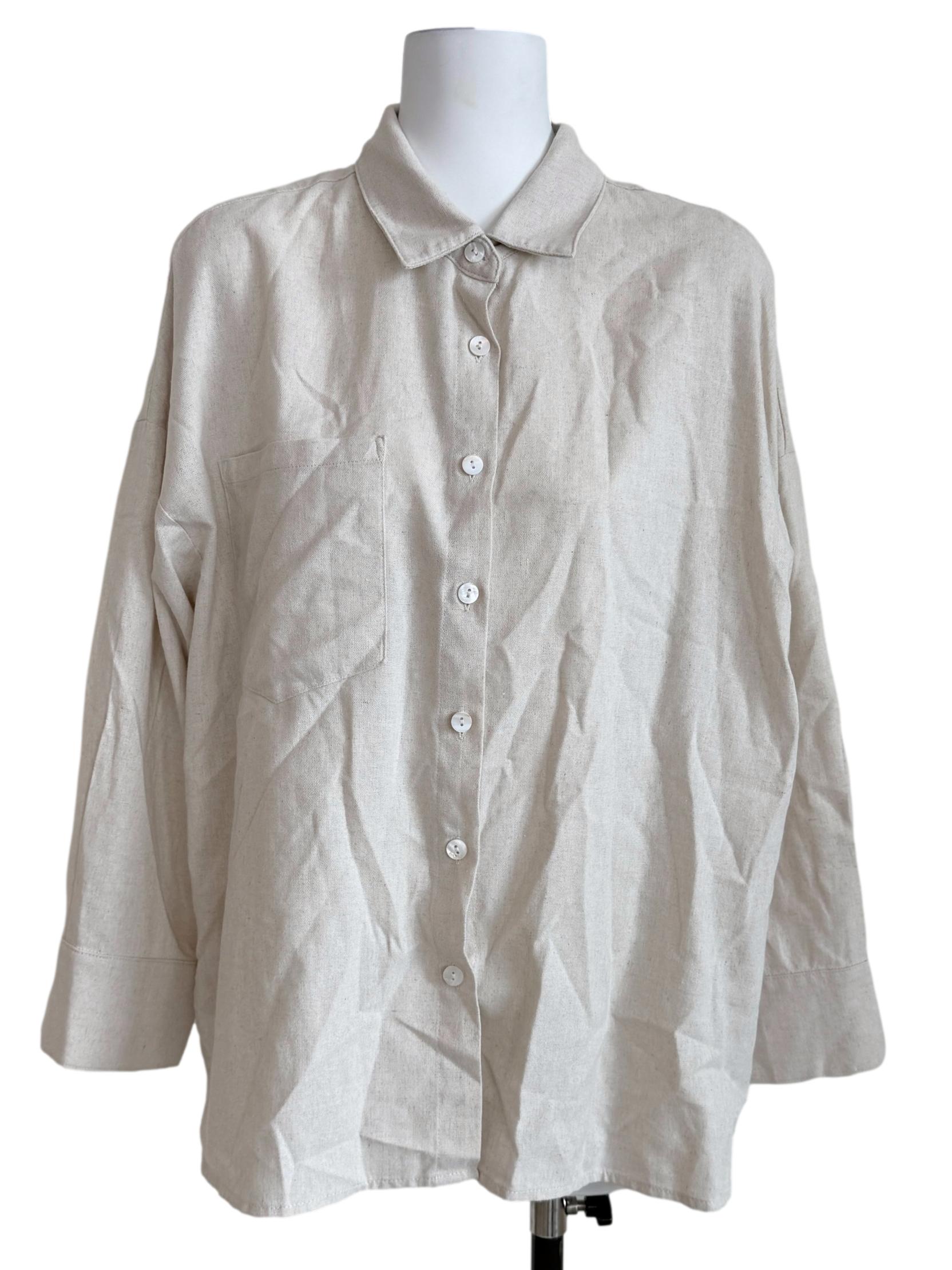 Lace Beige Long Sleeves Shirt