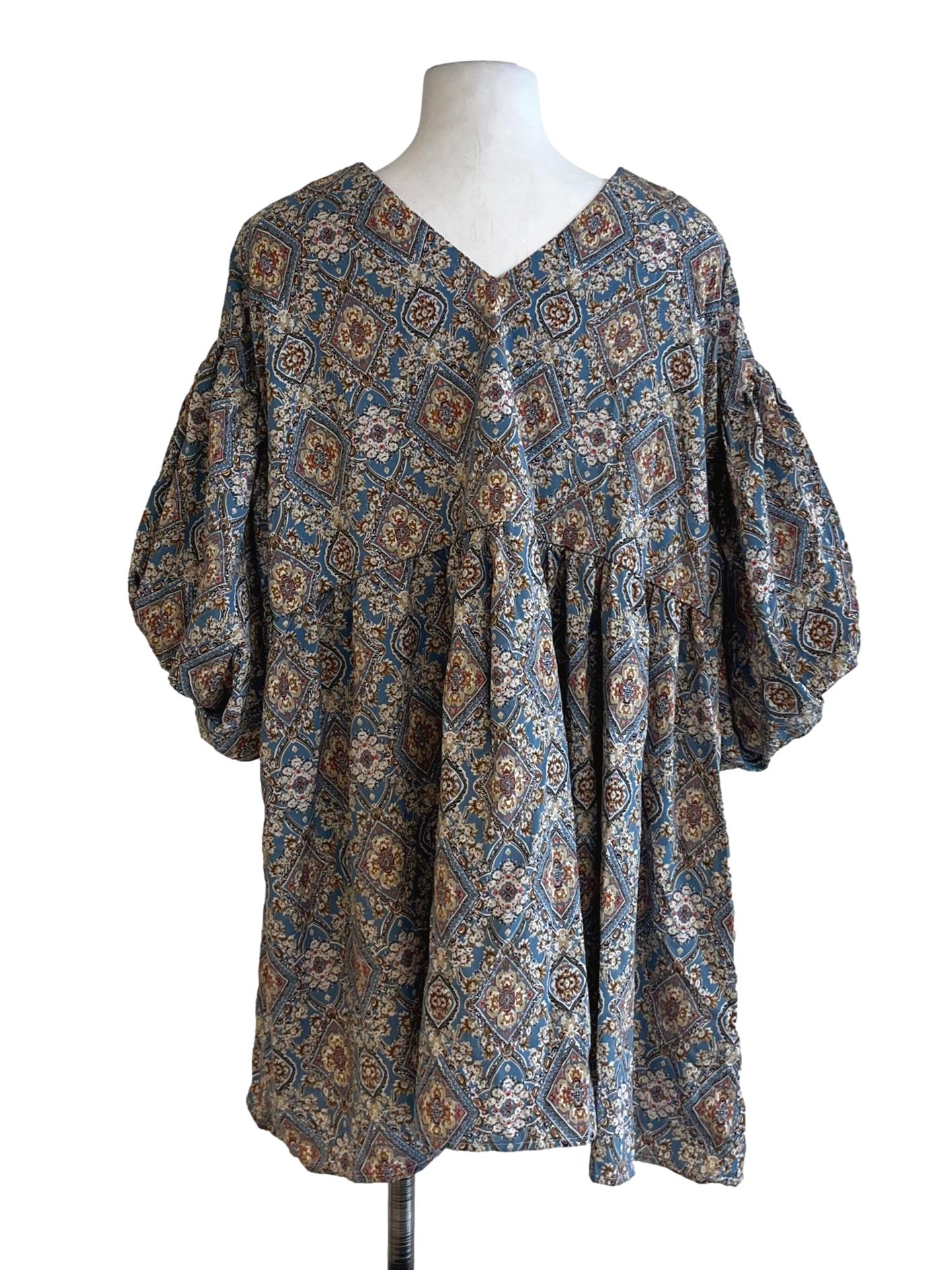Blue Abstract Empire Dress