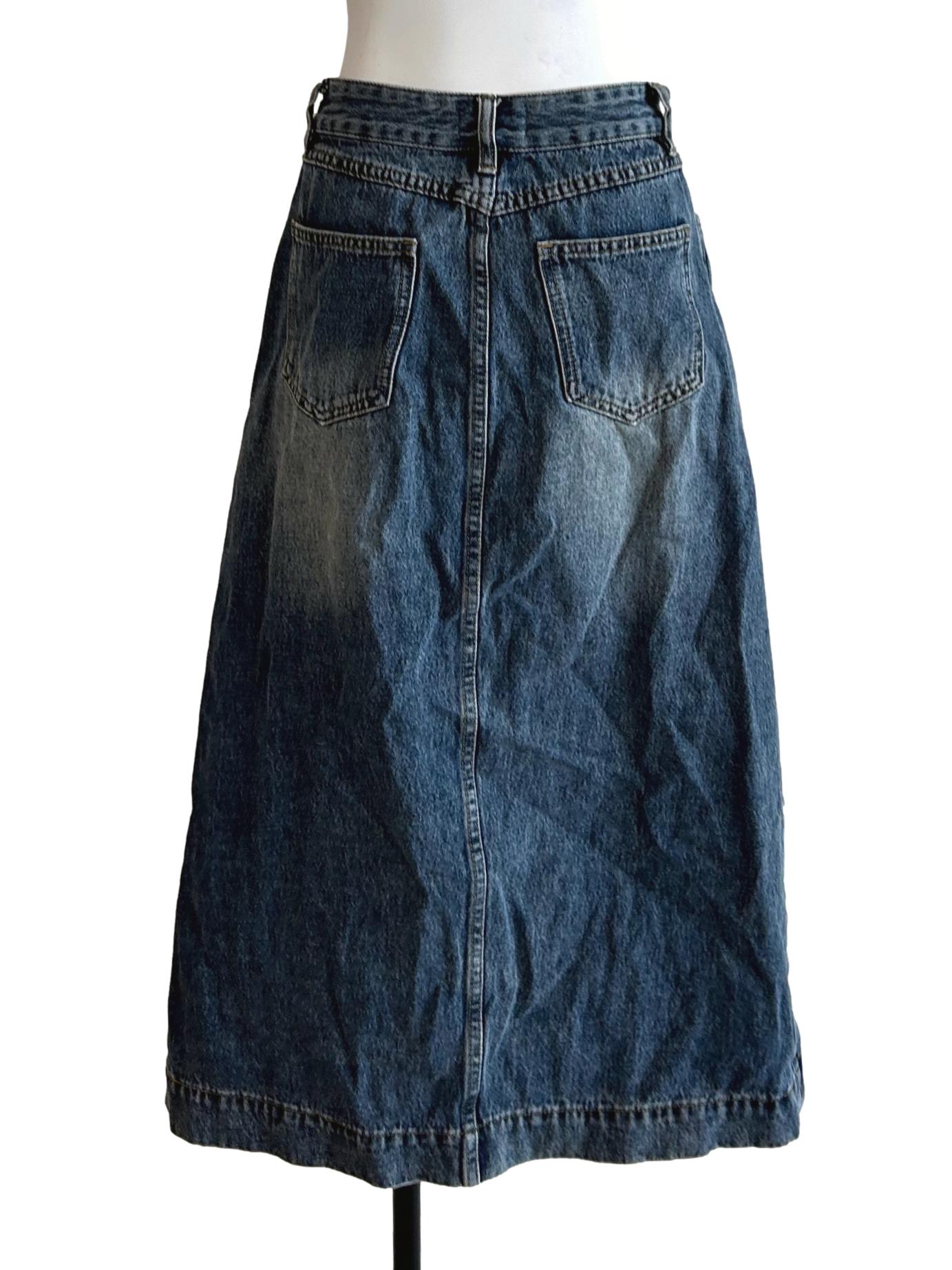 Medium Blue Slits Denim Skirts
