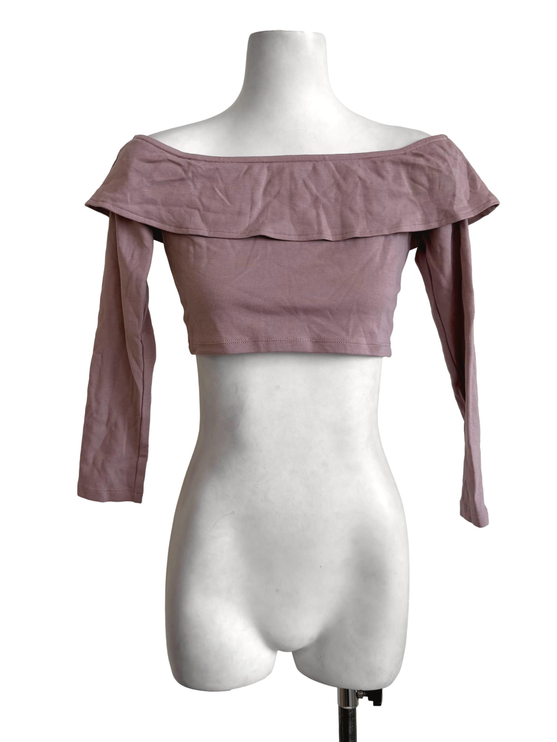 Dusty Pink Layered Fitted Crop Top