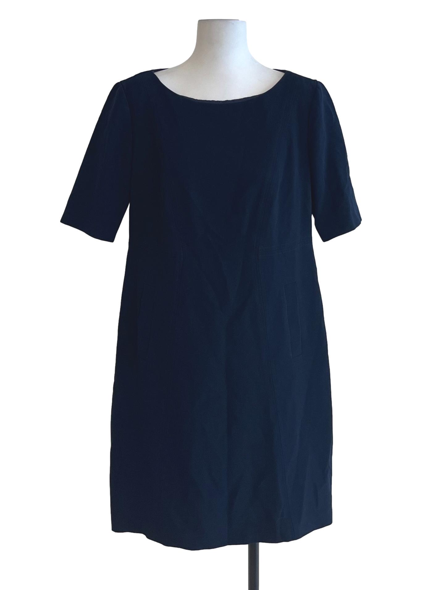 Navy Blue Jewel Neckline Empire Dress
