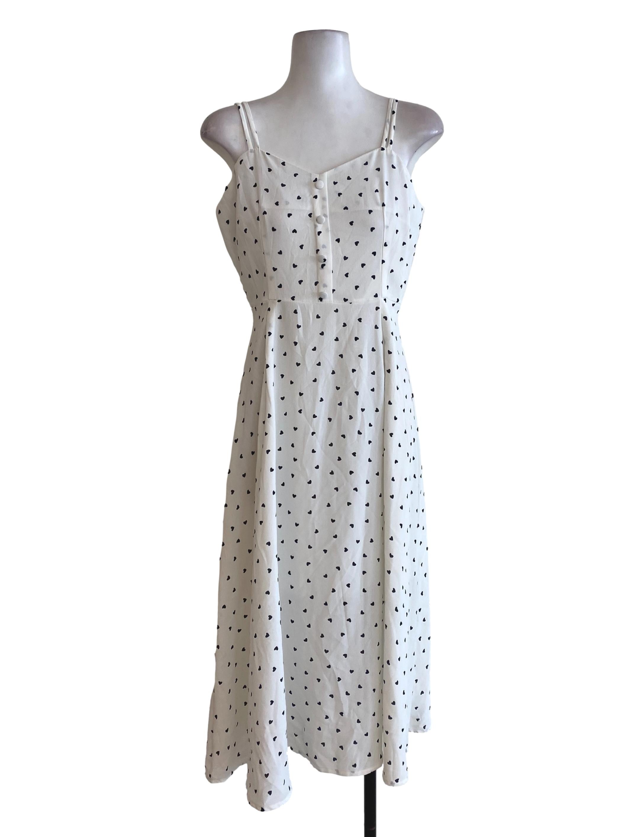 White Heart Patterned Dress