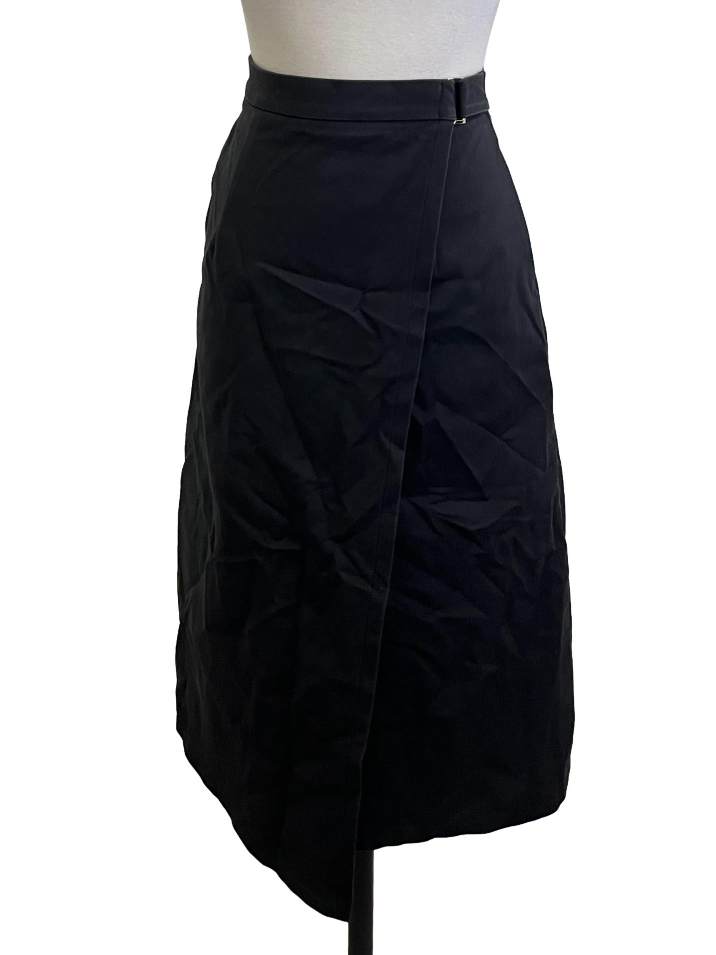 Ink Black A-line Midi Skirt