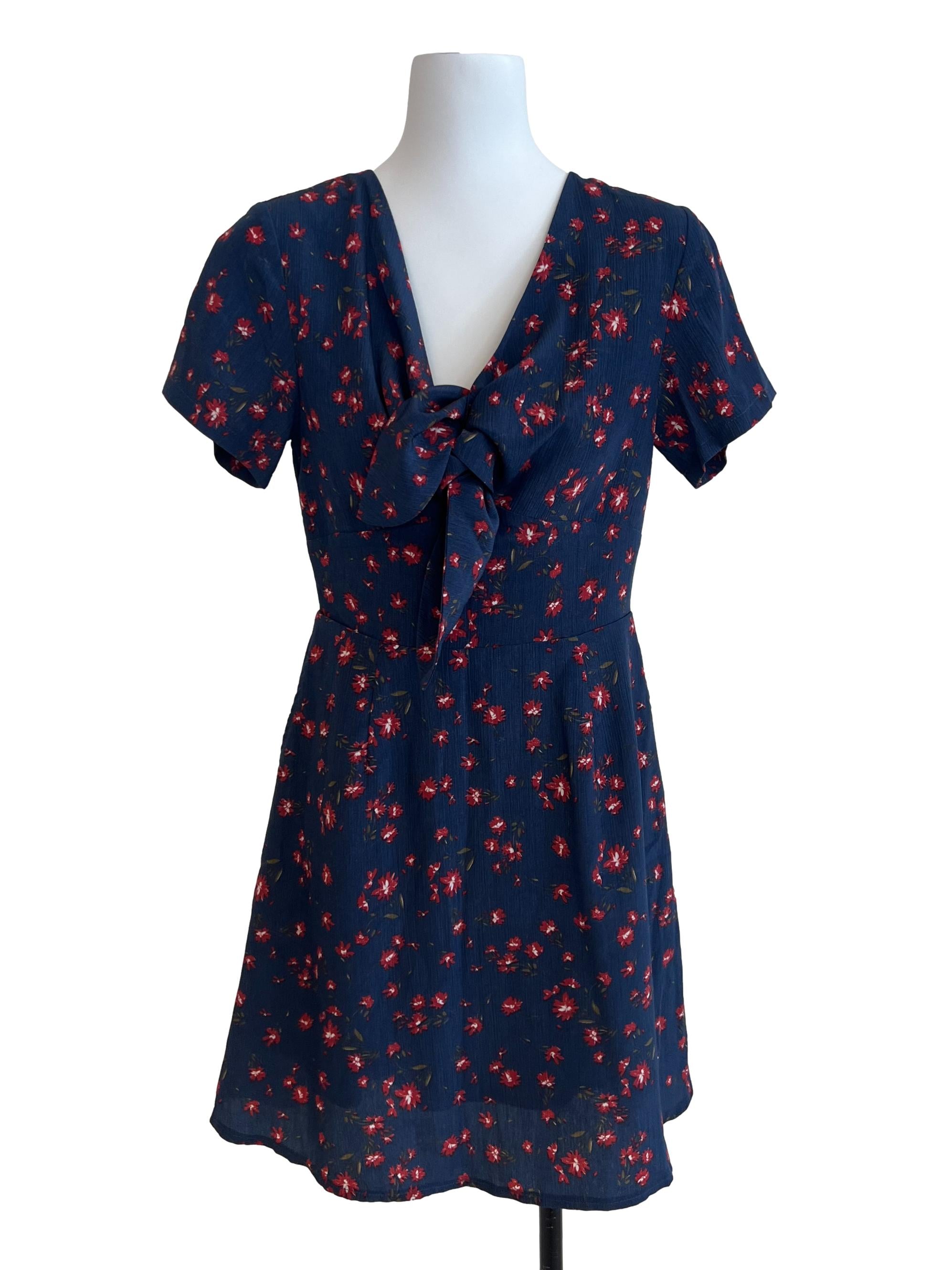 Blue Red Floral Dress