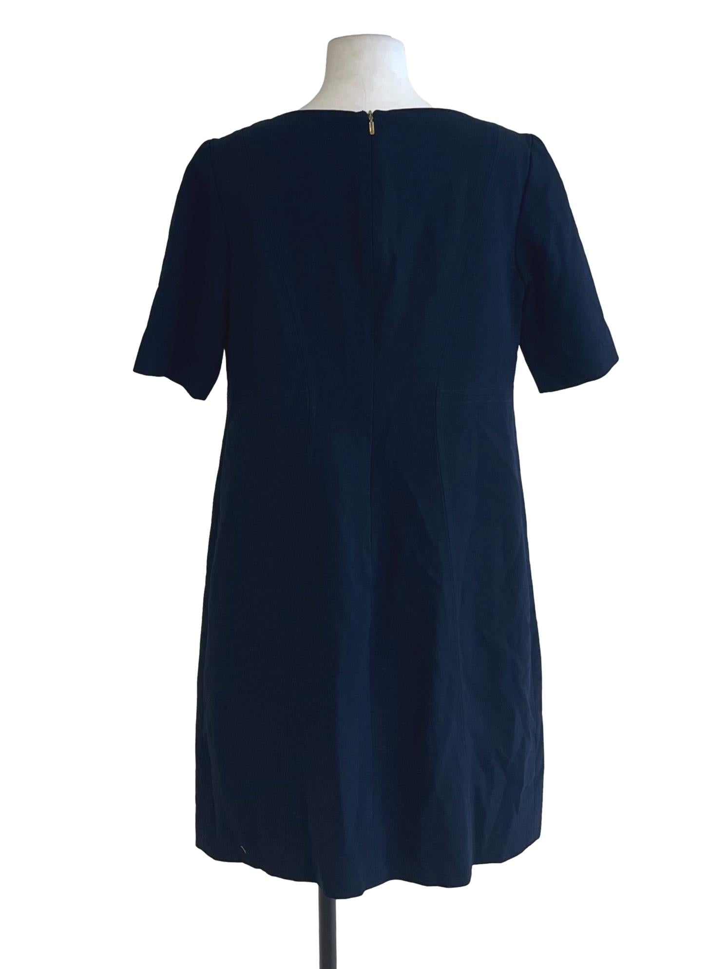 Navy Blue Jewel Neckline Empire Dress