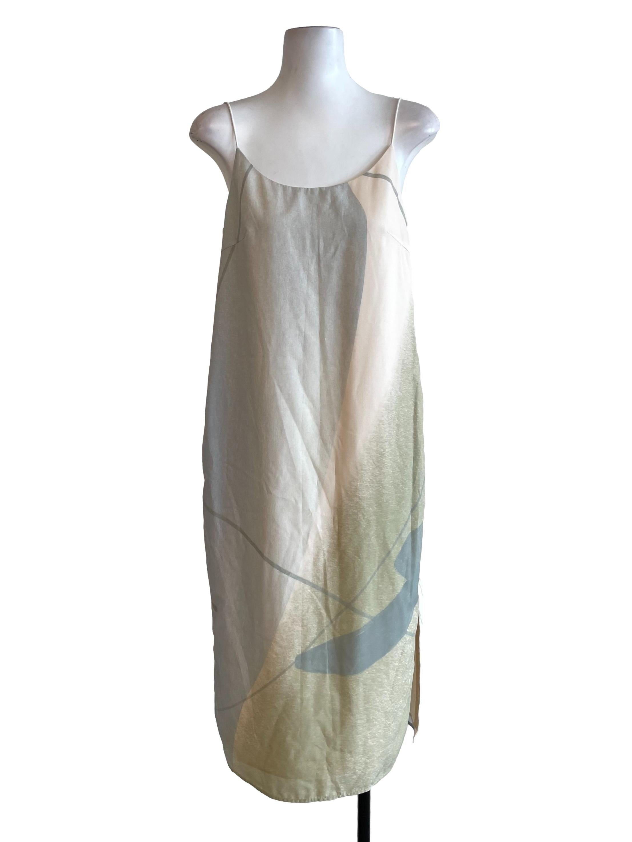 Ivory Pastel Print Slip Dress OSN