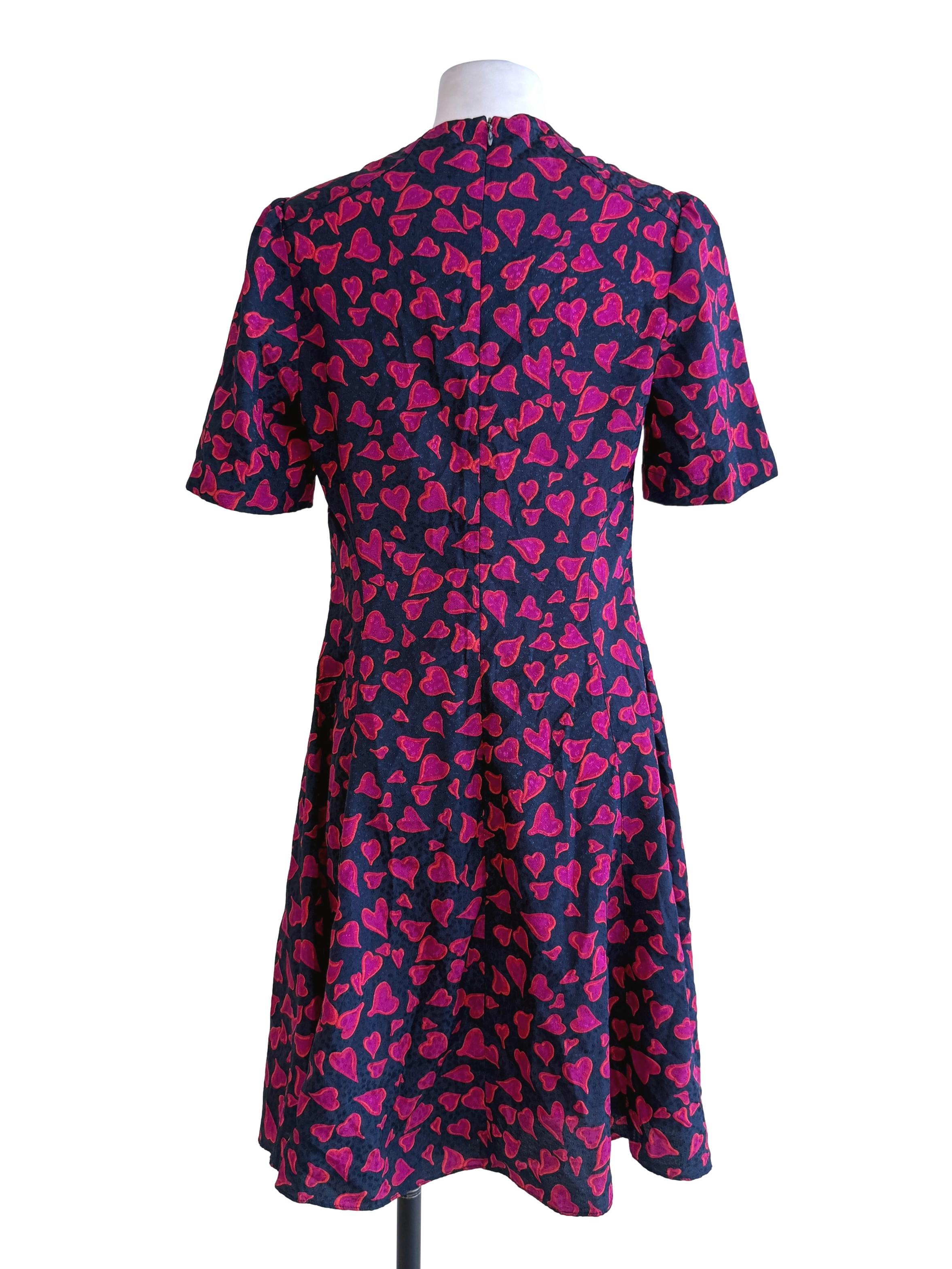 Printed Love Pattern V Neck Dress
