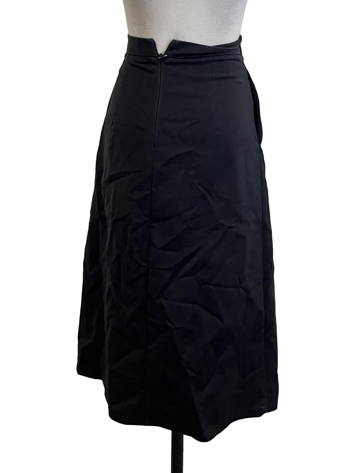 Ink Black A-line Midi Skirt