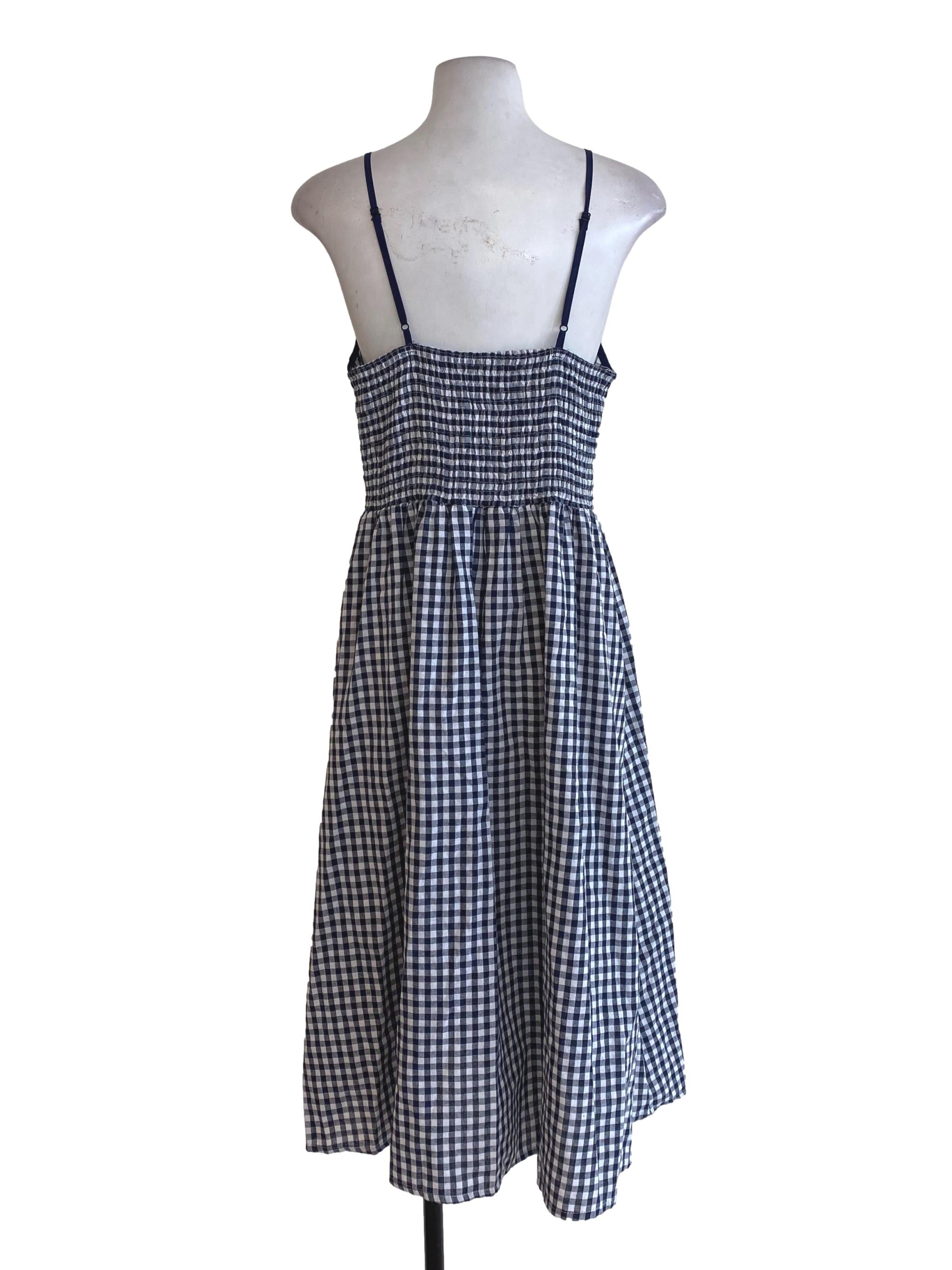 Navy Blue Gingham Dress