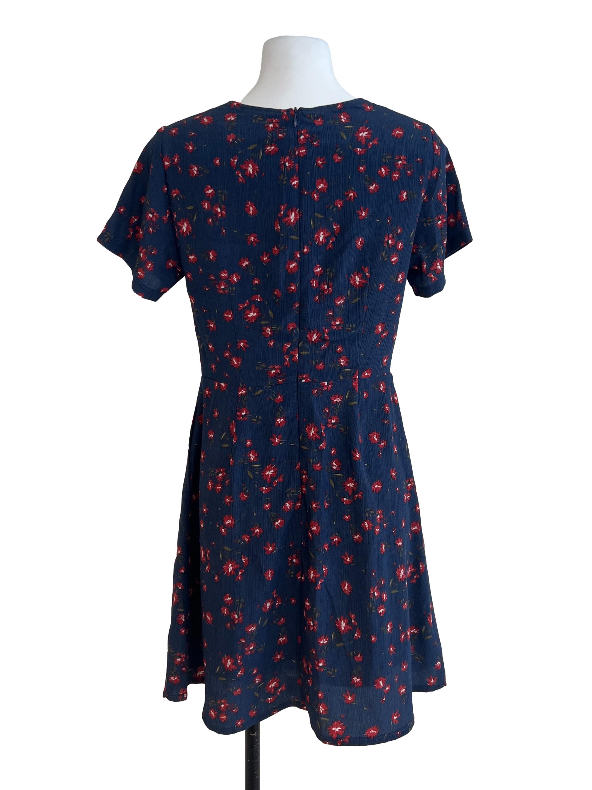 Blue Red Floral Dress