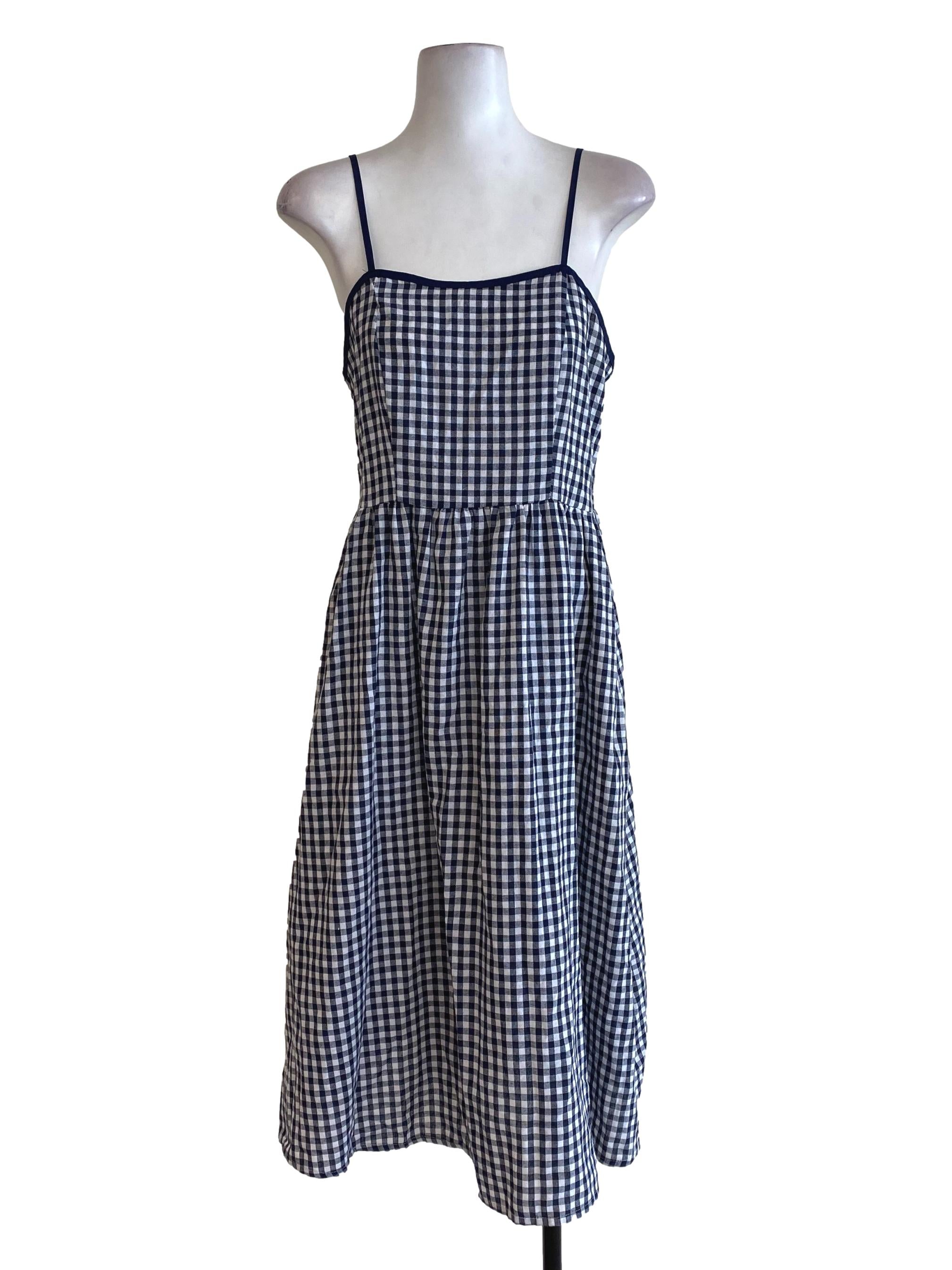 Navy Blue Gingham Dress