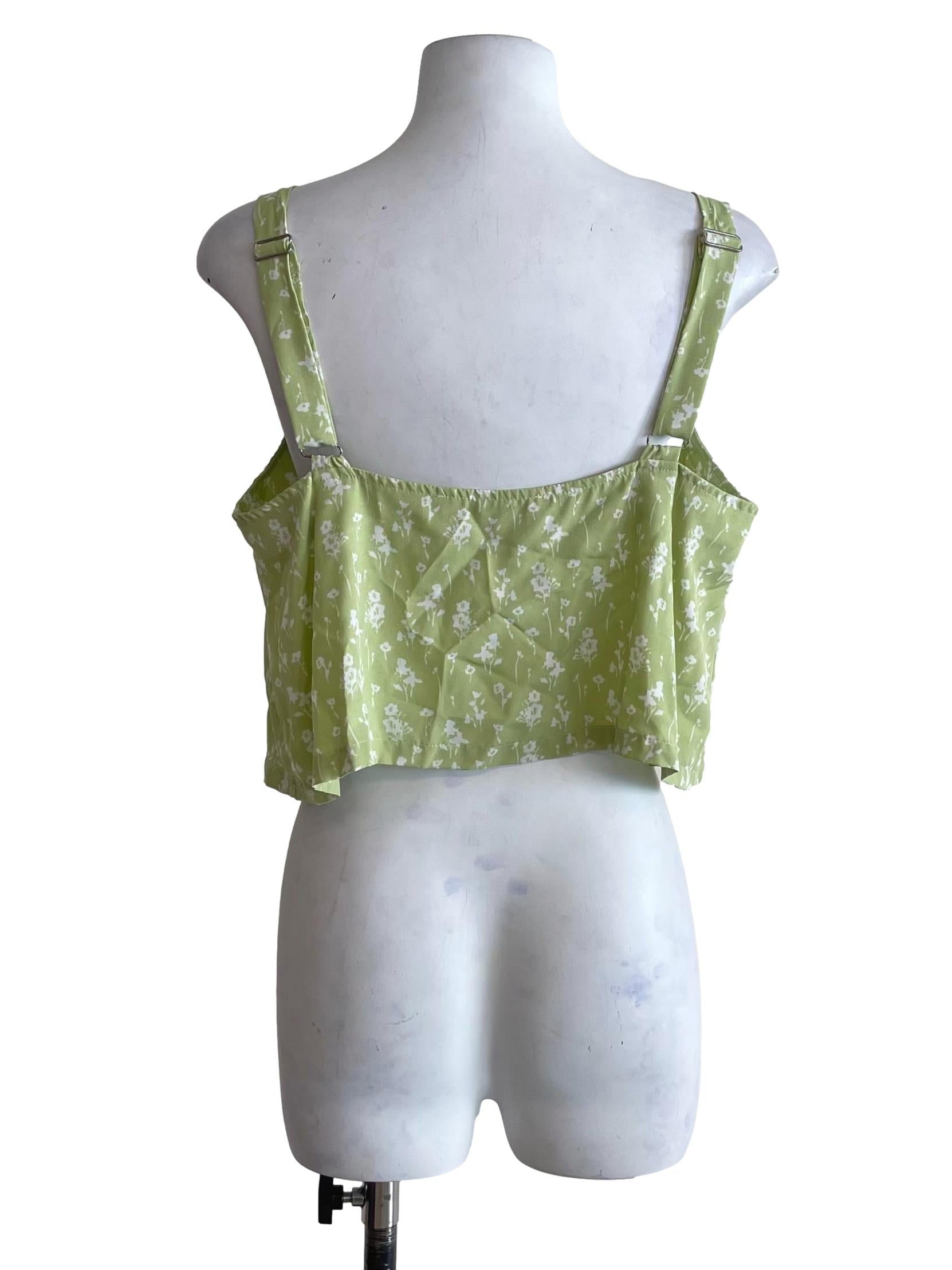 Pastel Green Floral Crop Tent Top