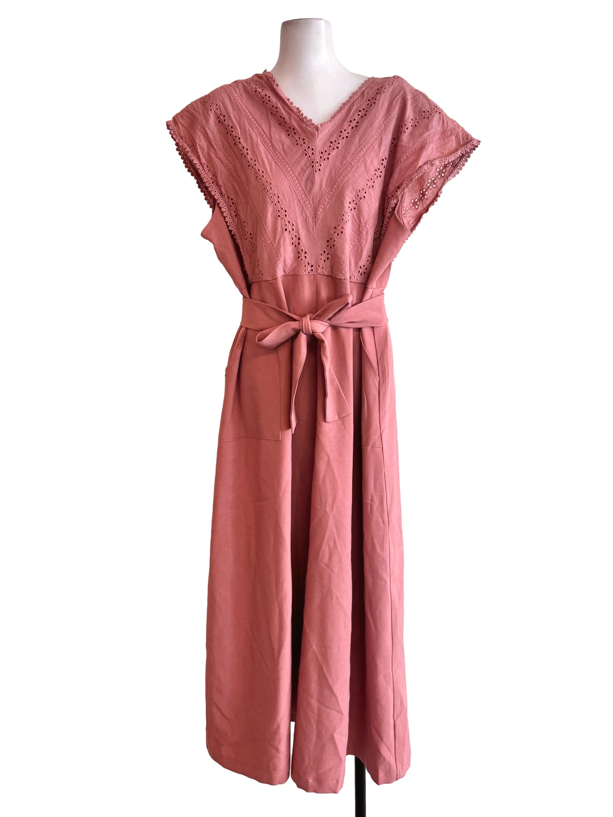 Blush Pink Eyelet Jumpsuits