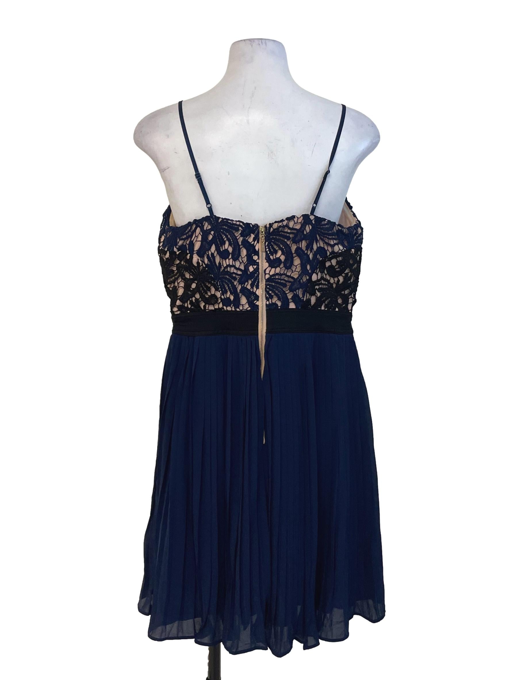 Dark Blue Pleated Dress