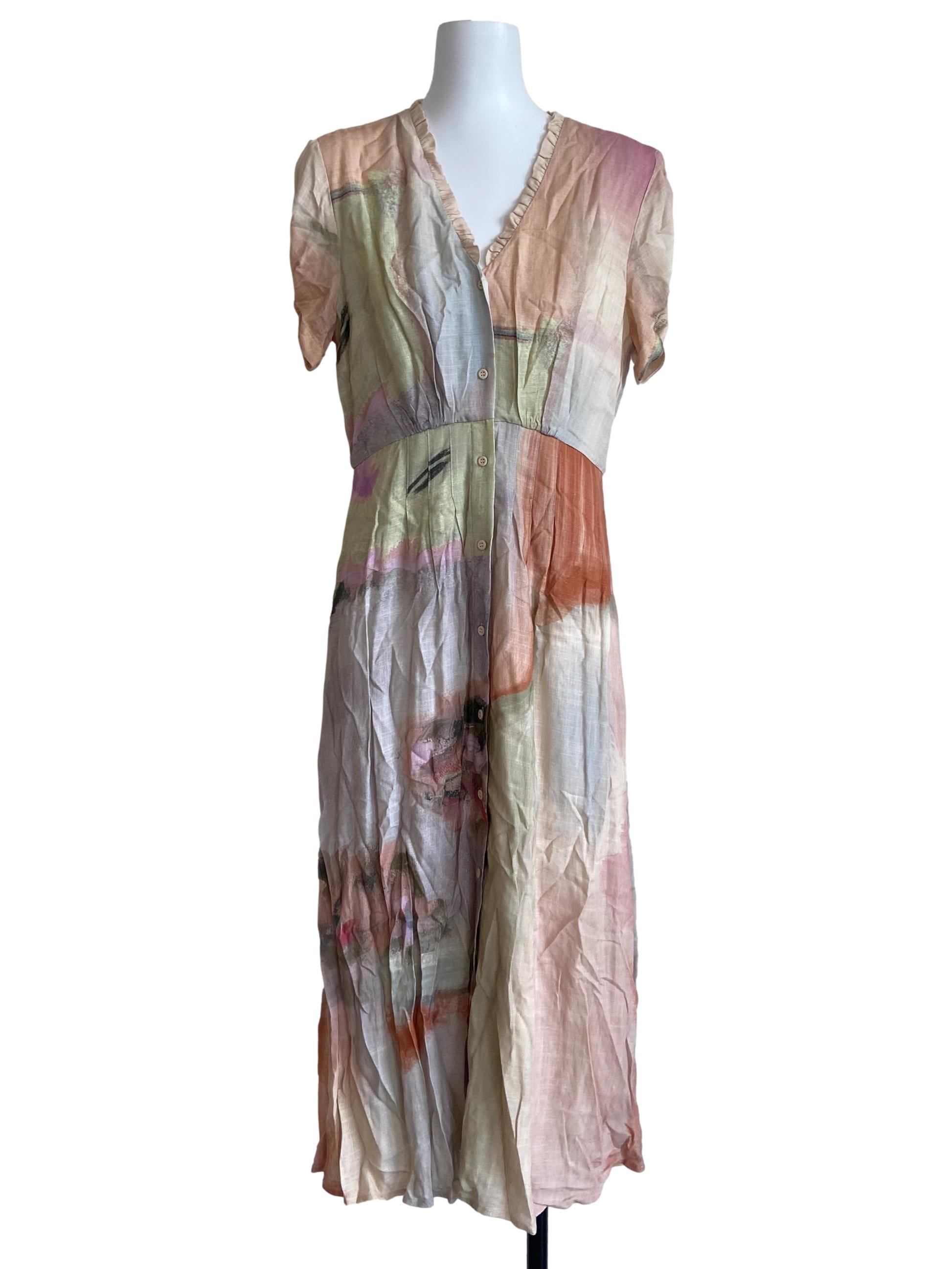 Pastel Soleil Ruffle Collar Midi Dress OSN