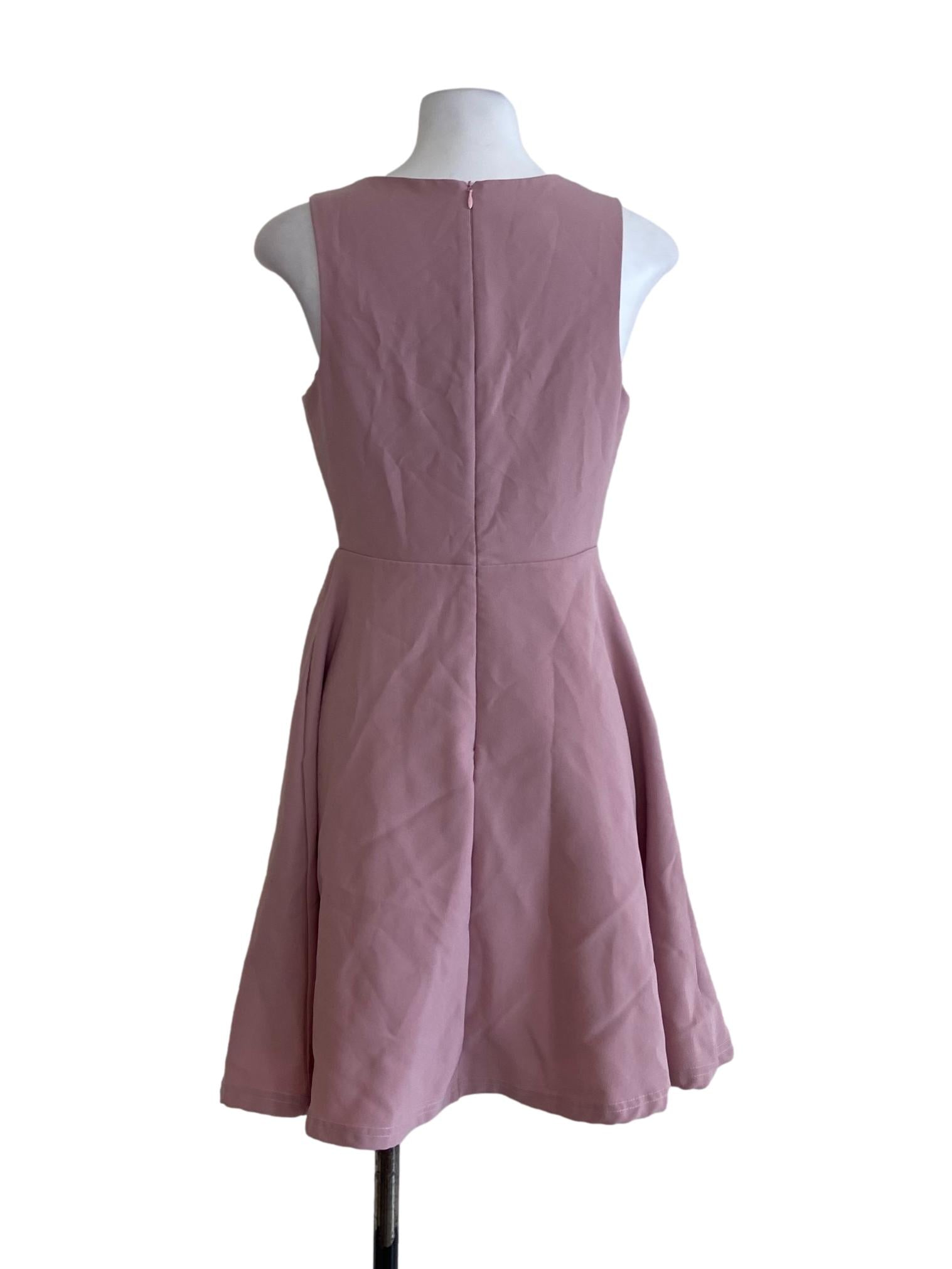 Crepe Pink Sleeveless A-Line Dress