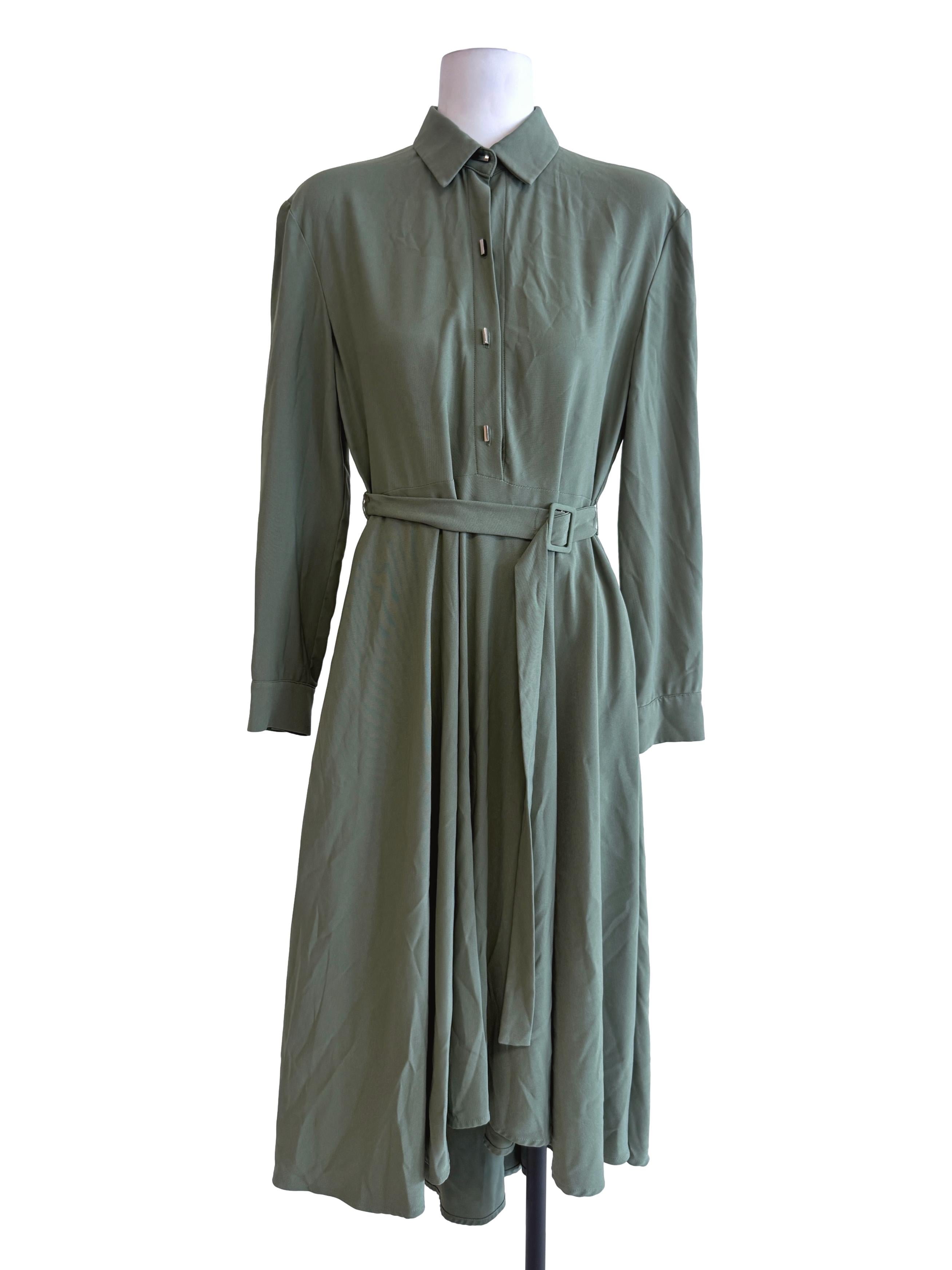 Green Shirt Midi Dress