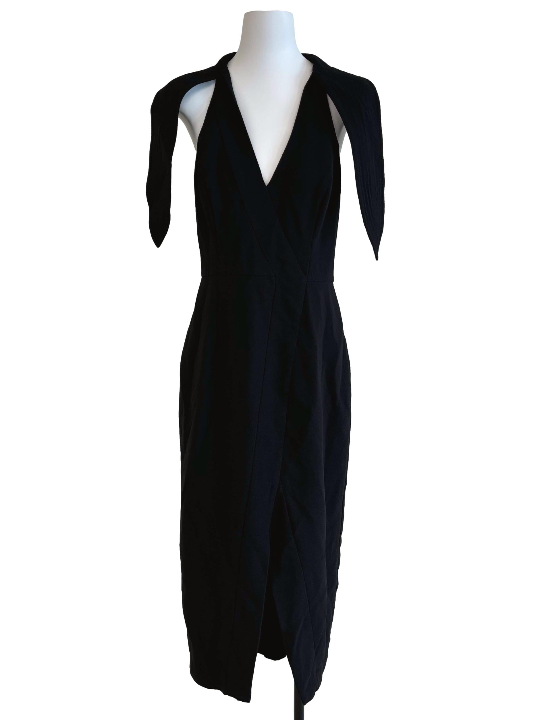 Parisian Black Shoulder Cape Sheath Dress