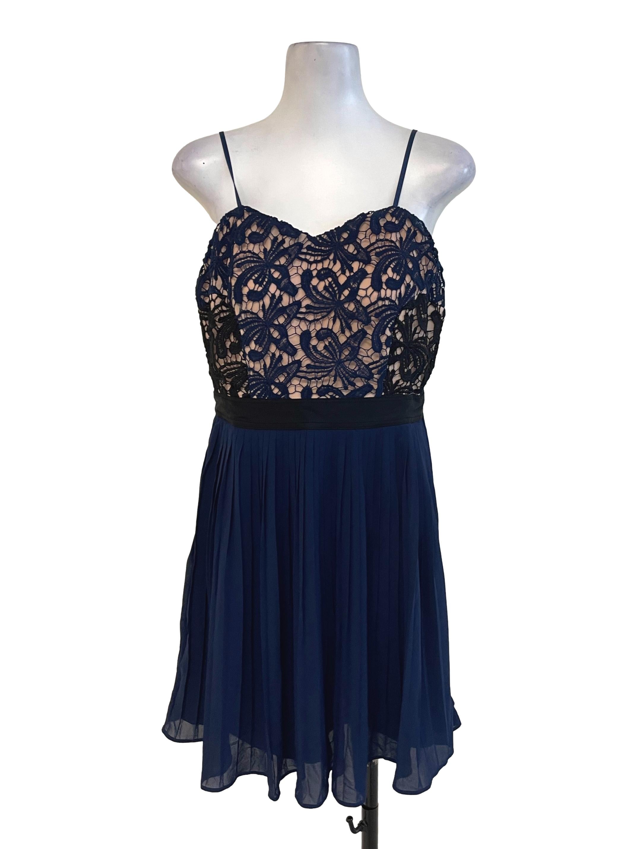 Dark Blue Pleated Dress