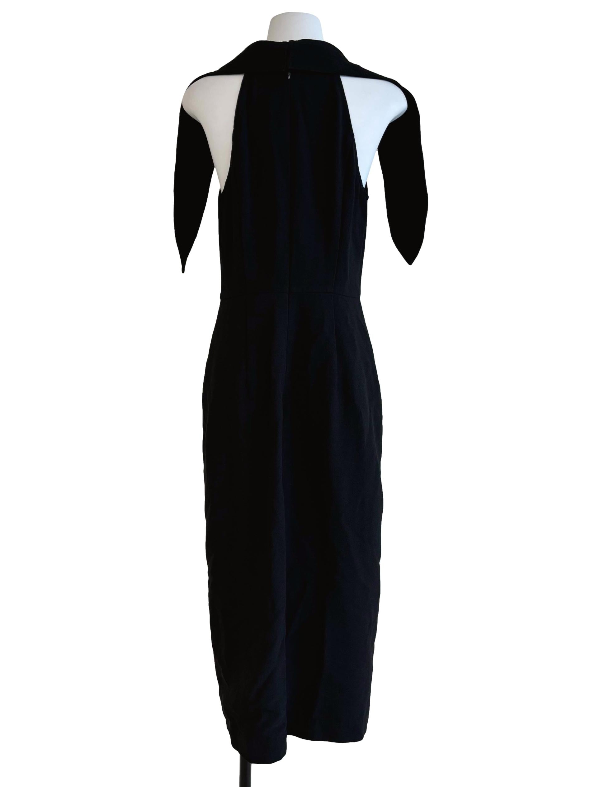Parisian Black Shoulder Cape Sheath Dress