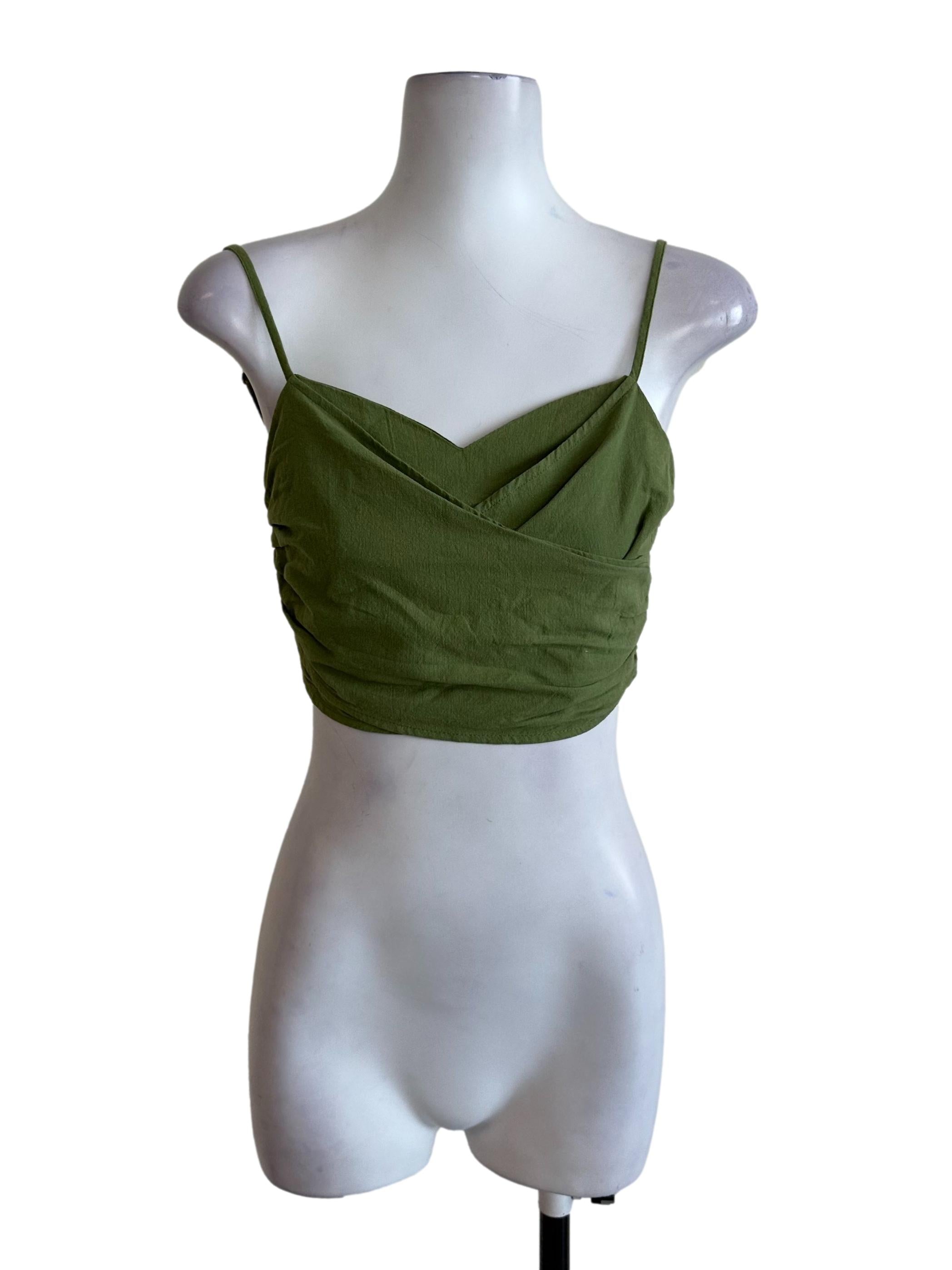 Fern Green Overlap Sweetheart Top