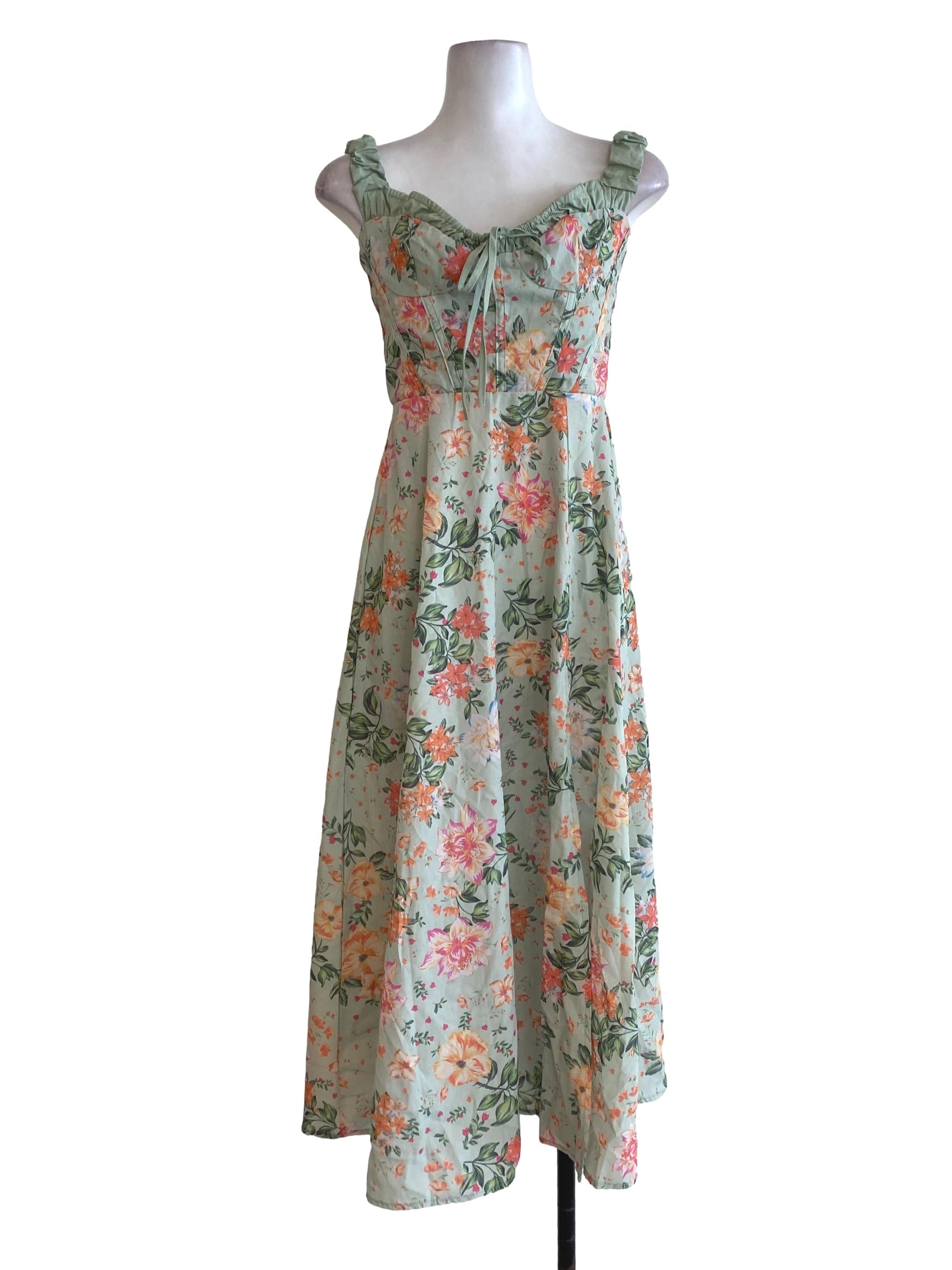 Green Floral Slip Dress