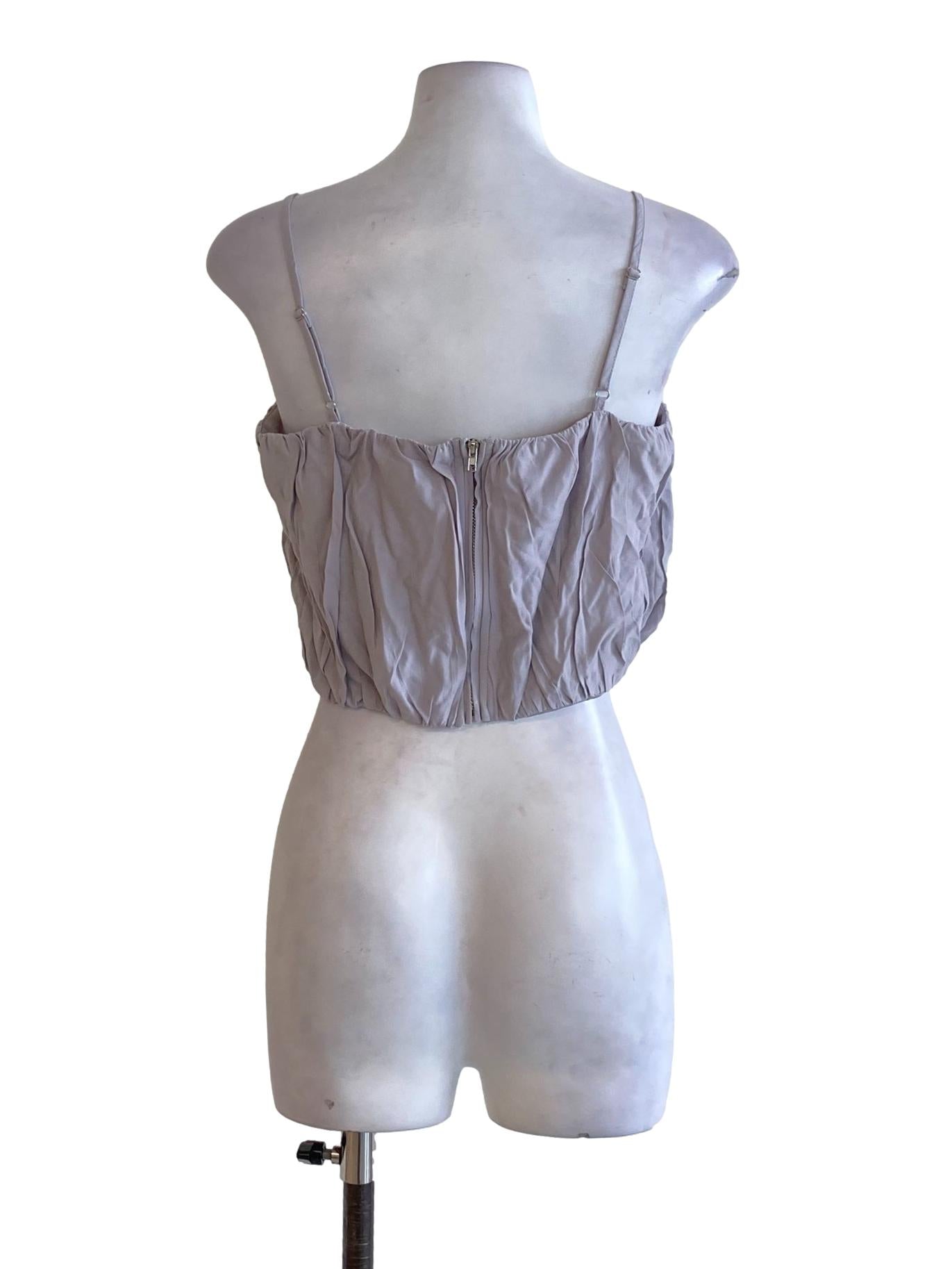 Pastel Purple Square Neck Spaghetti Strap Cropped Top