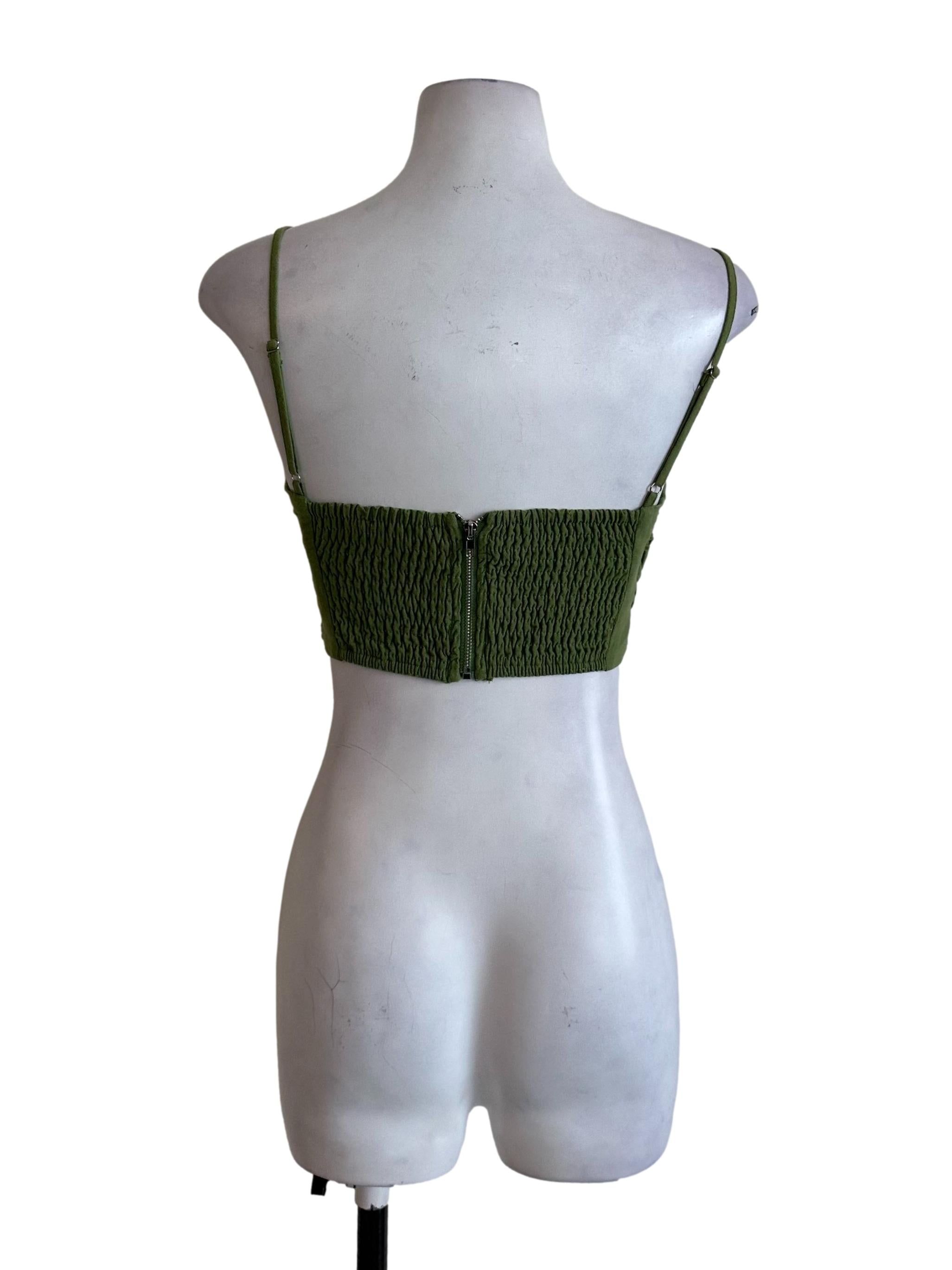 Fern Green Overlap Sweetheart Top