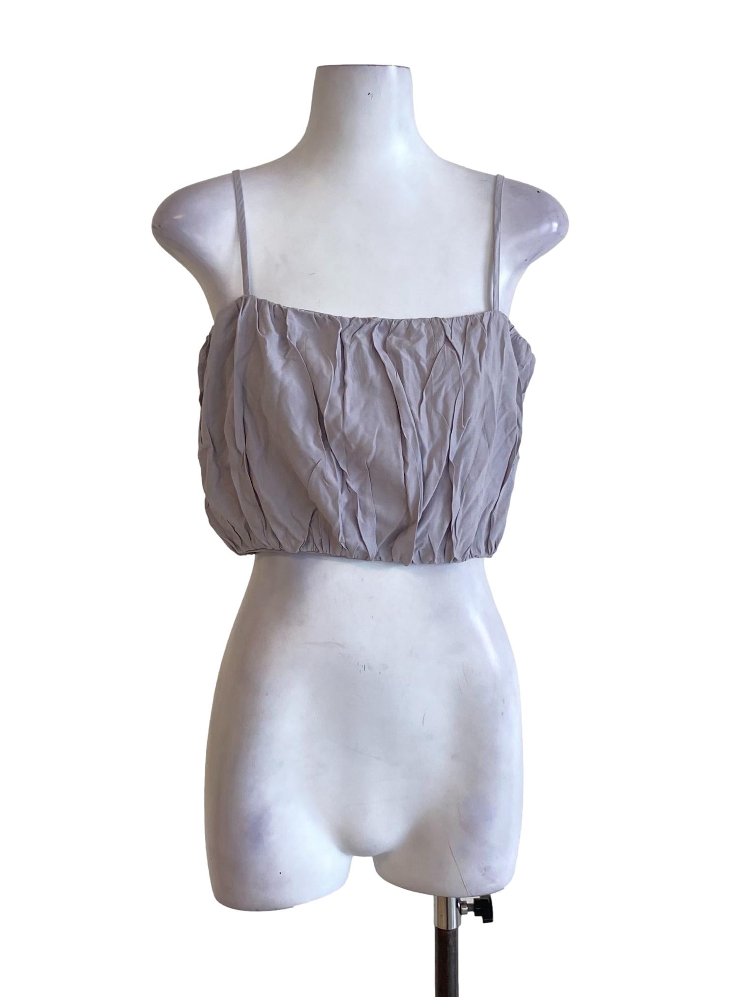 Pastel Purple Square Neck Spaghetti Strap Cropped Top