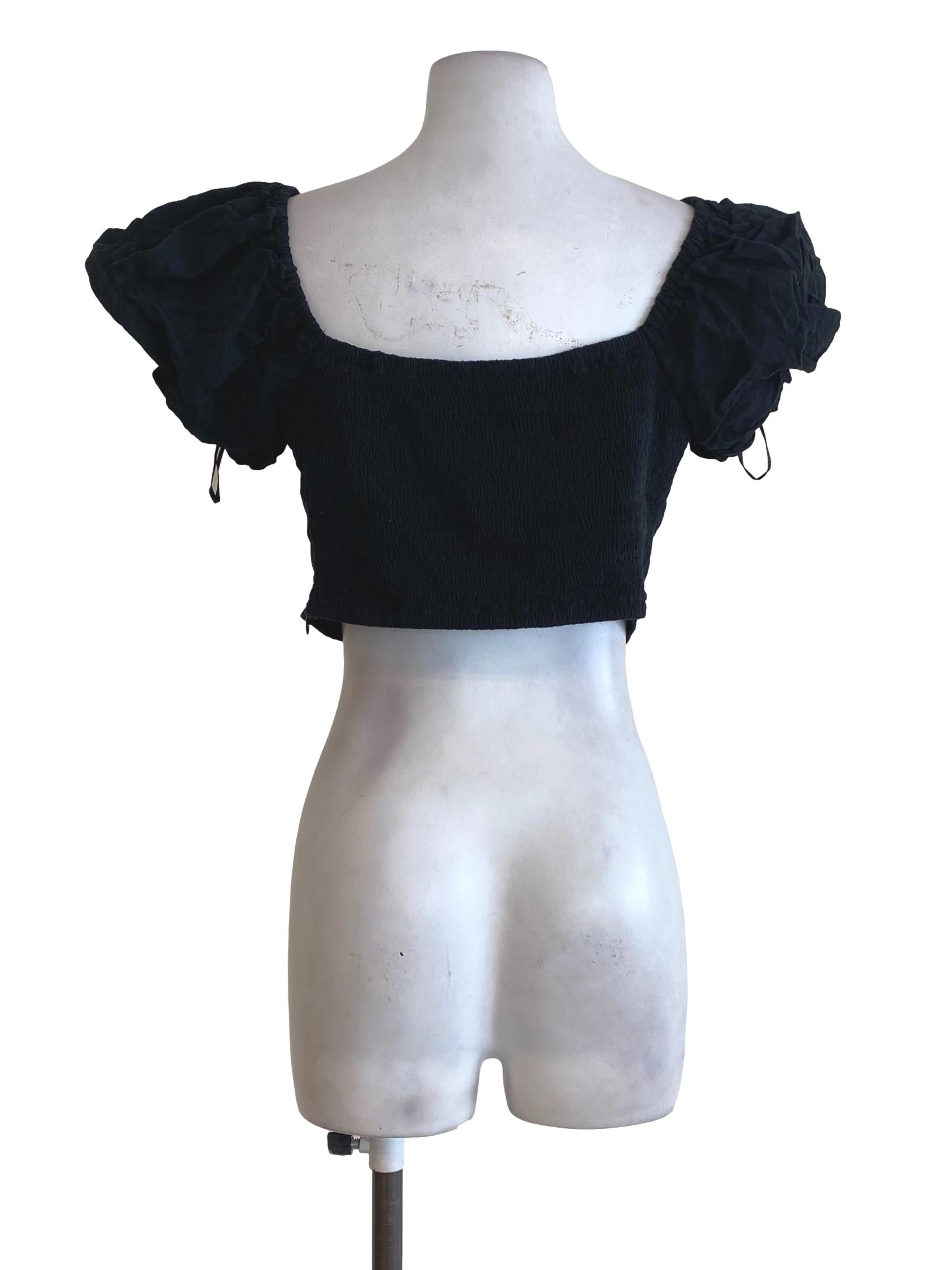 Black Puffy Sleeve Top