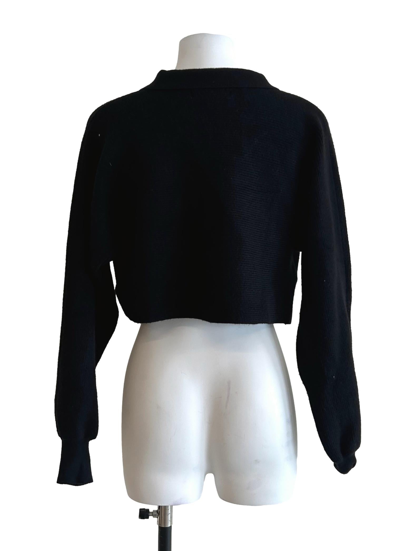 Jet Black Rib Knit Crop Top