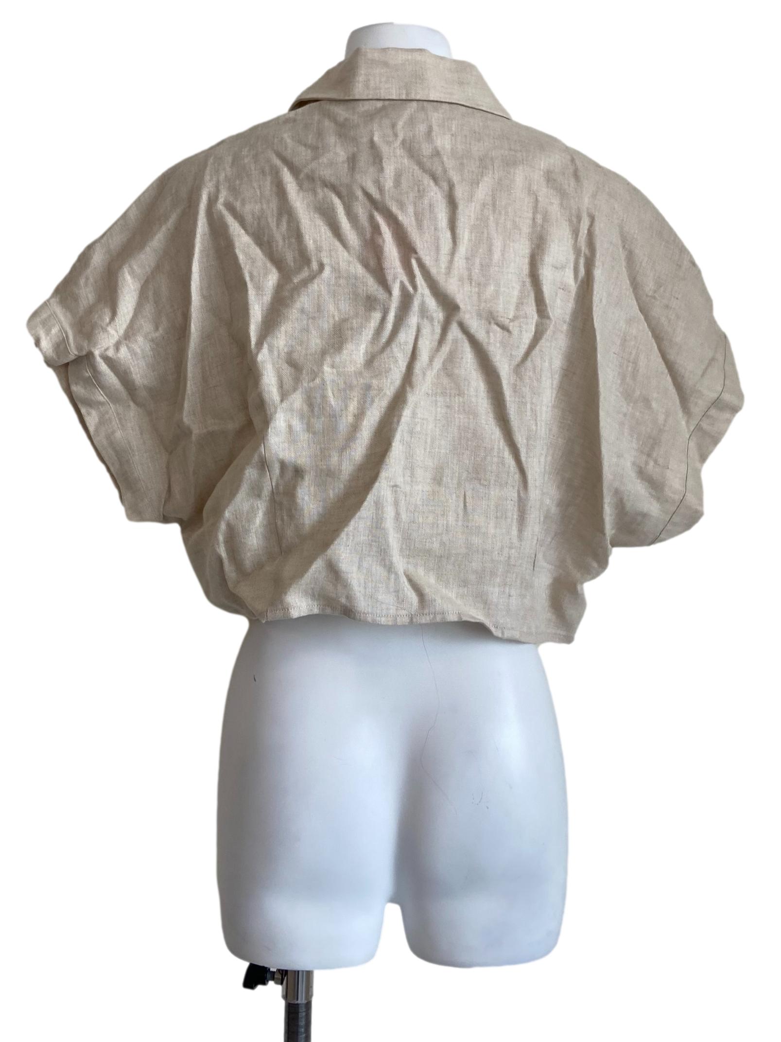 Linen Crop Collared Top OSN