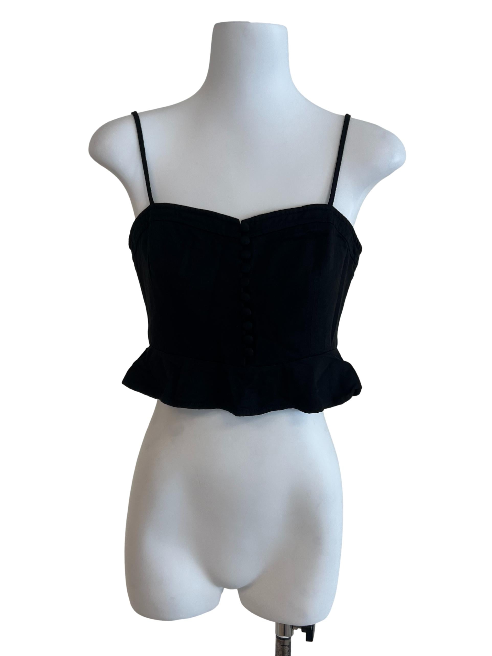 Black Buttoned Crop