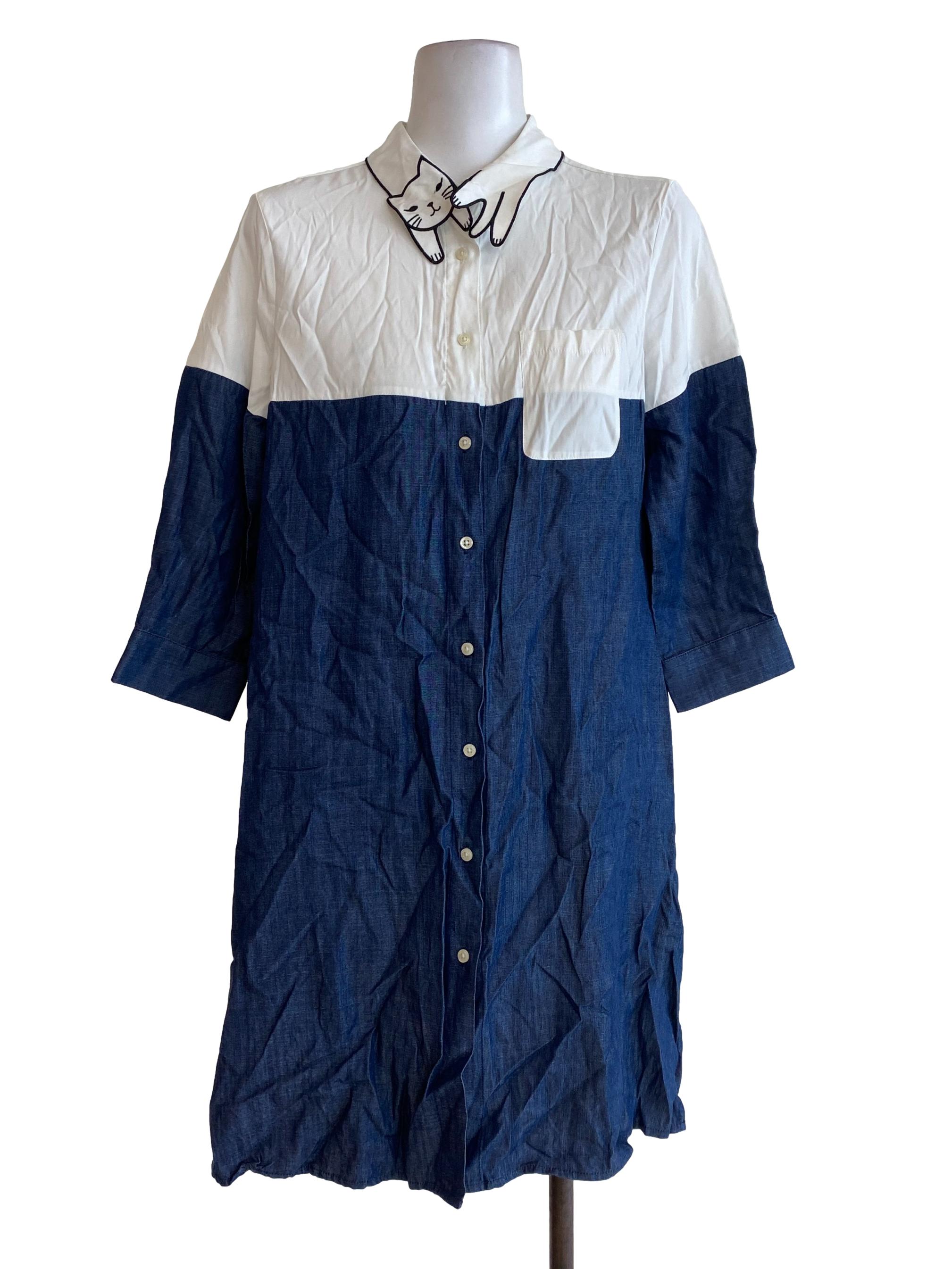 Blue Denim White Dress