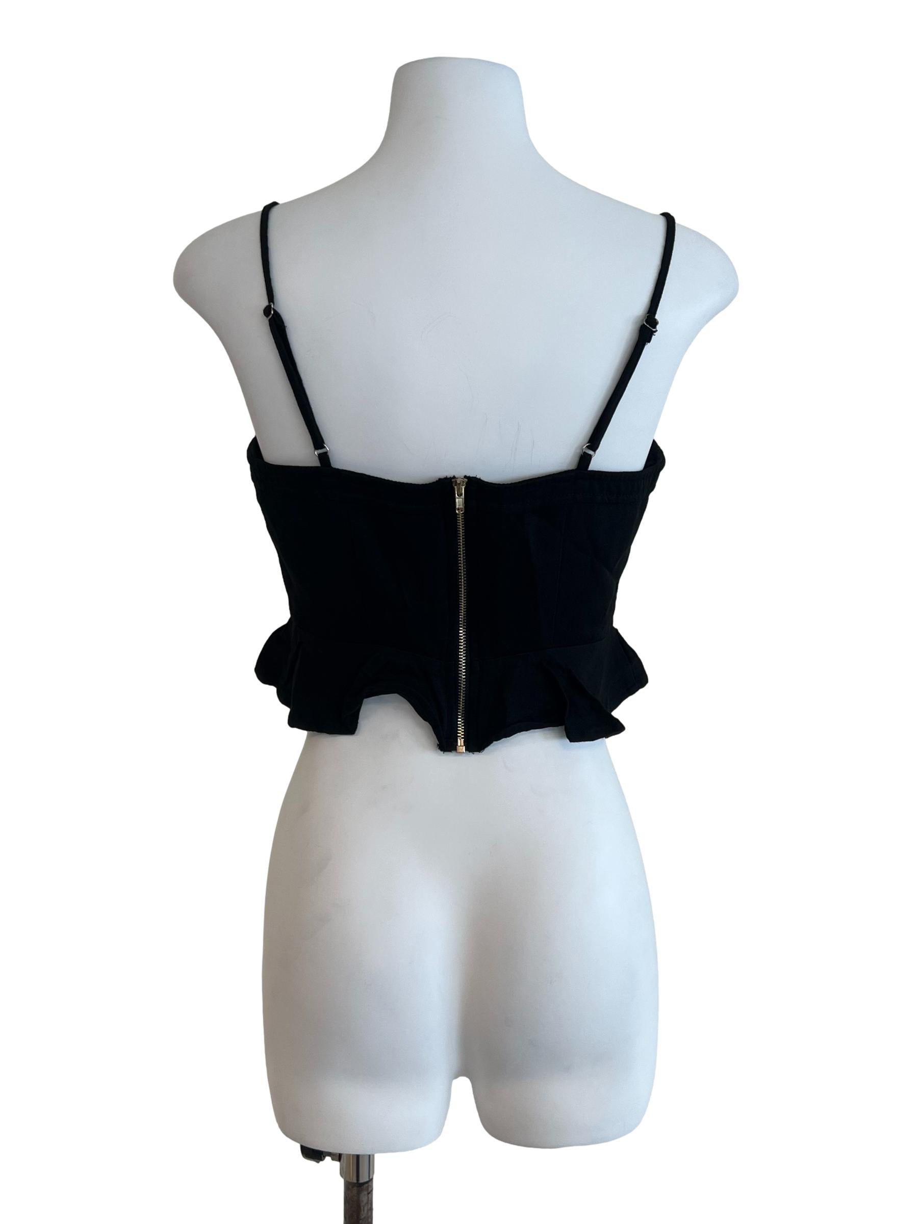 Black Buttoned Crop