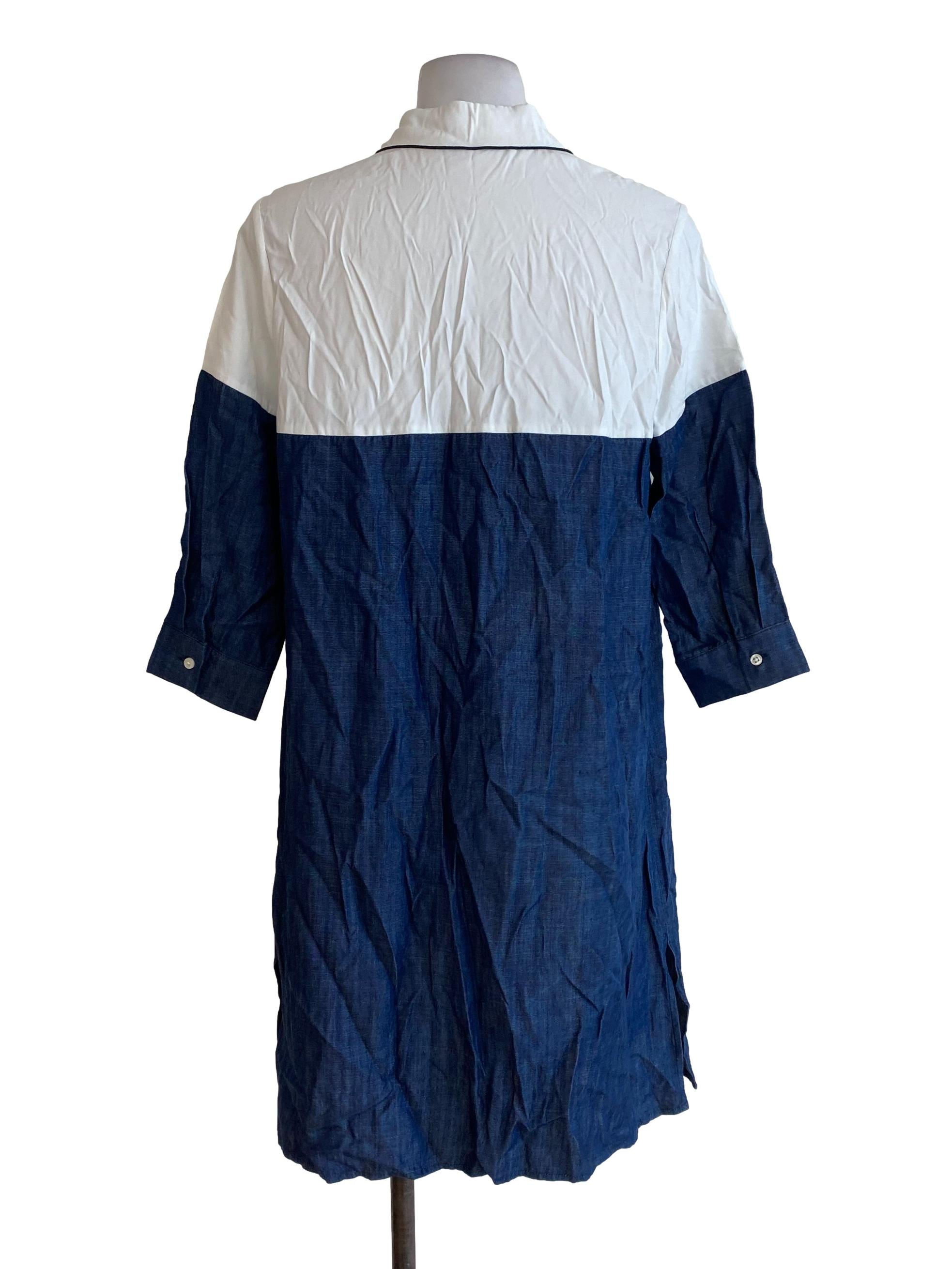 Blue Denim White Dress