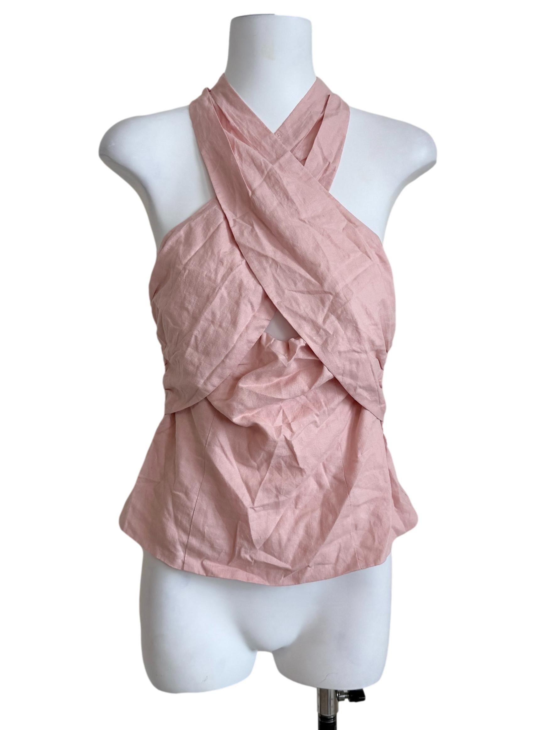 Flamingo Pink Halter Neck Top