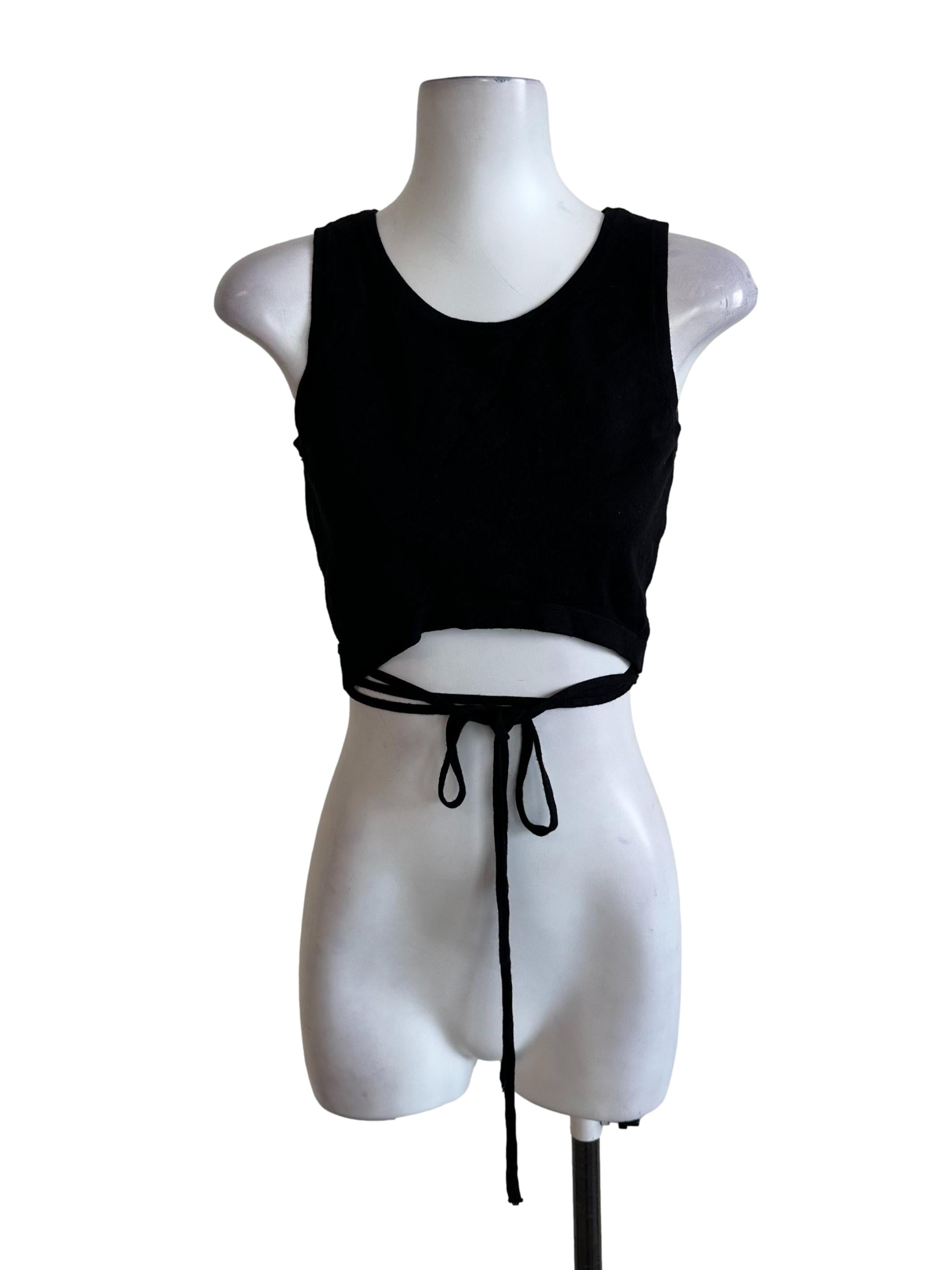 Onyx Black Round Neck Strap Top