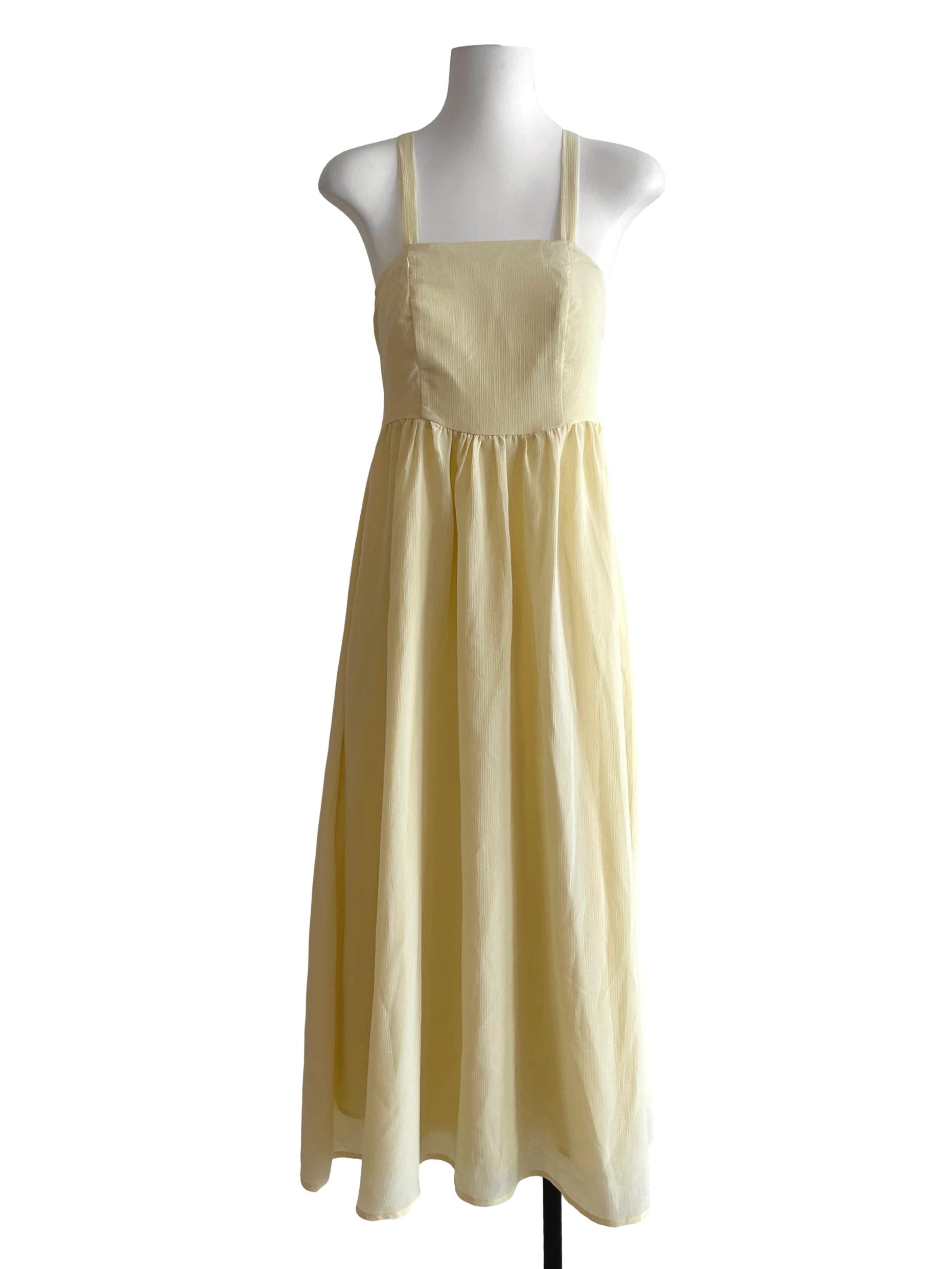 Light Yellow Backless Dress TWL